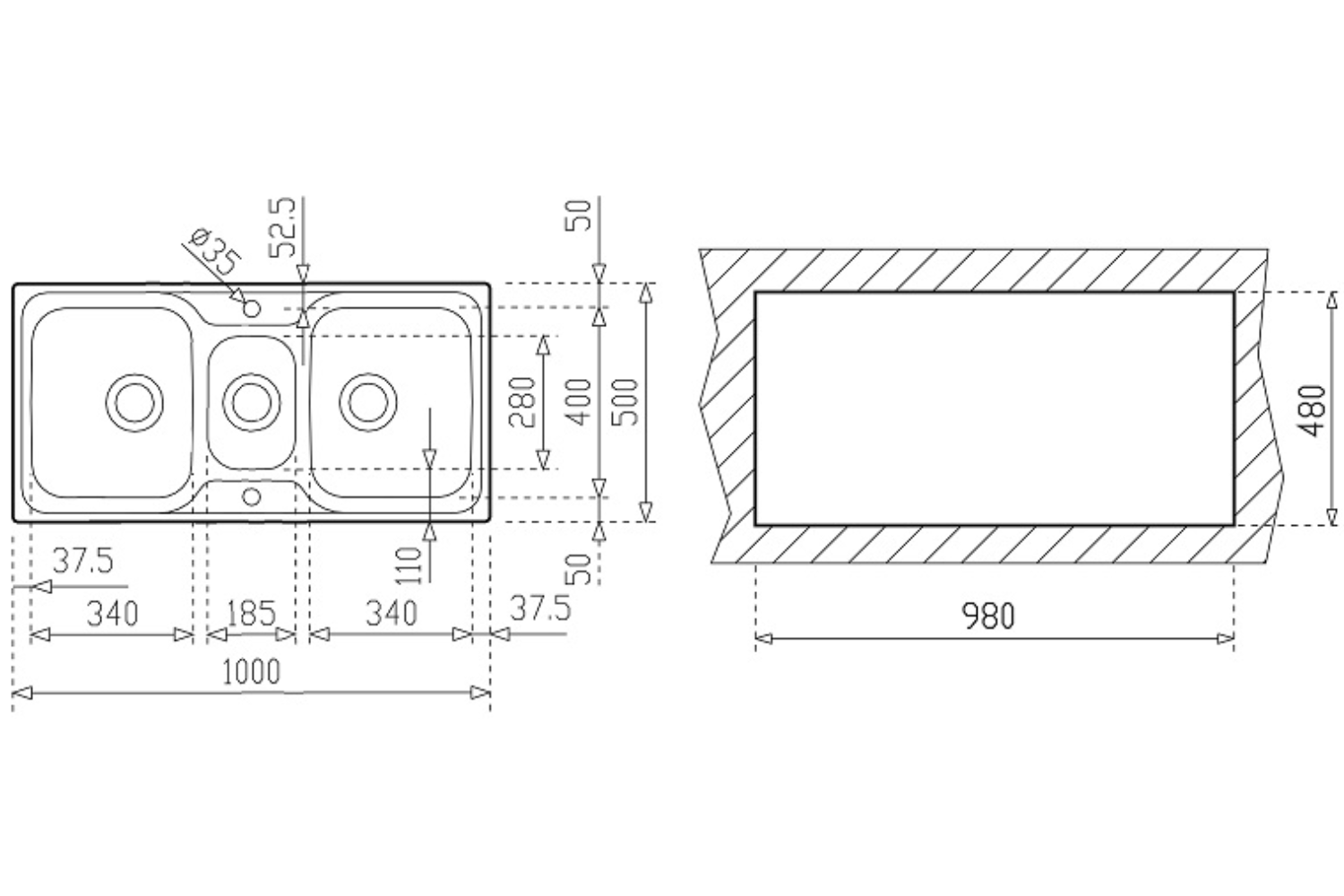 Chậu Rửa Bát 3 Hố Inox 304 Teka CLASSIC 21/2B 10119080