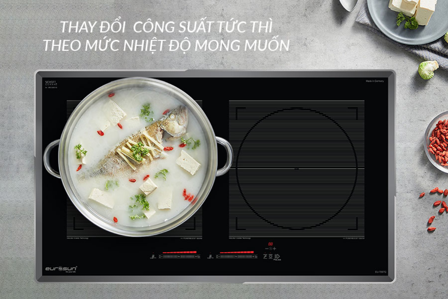 Bếp Từ Đôi Eurosun EU-T897G | Lắp Âm 2 Vùng Nấu