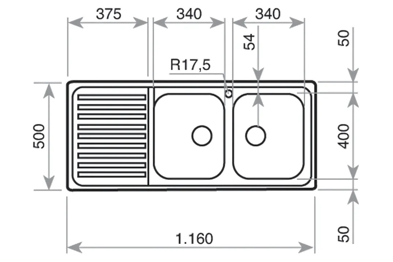 Chậu Rửa Bát 2 Hố Inox Teka CLASSIC 2B 1D