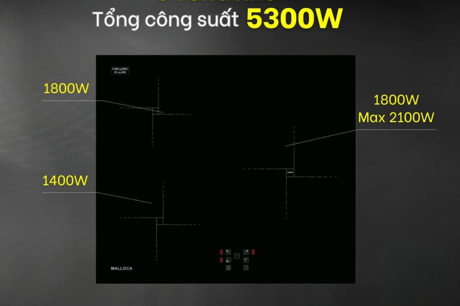 Bếp Từ Malloca MIH 593 ECO | Kính Âm 03 Vùng Nấu
