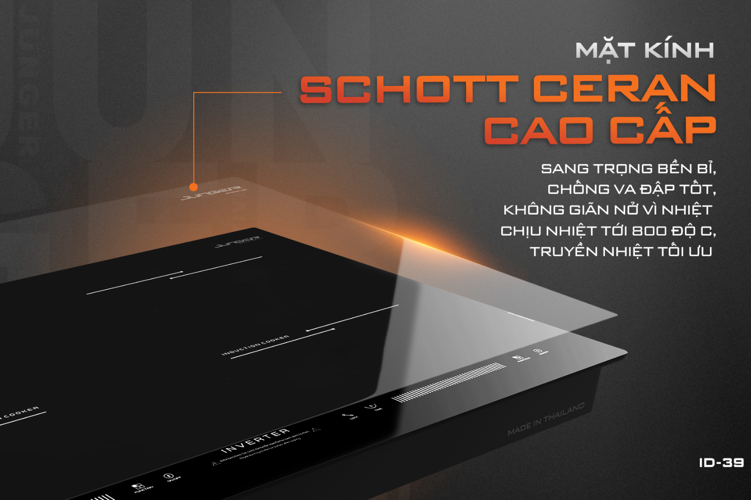 Bếp Từ Đôi Junger ID-39 | Lắp Âm/Dương 2 Vùng Nấu