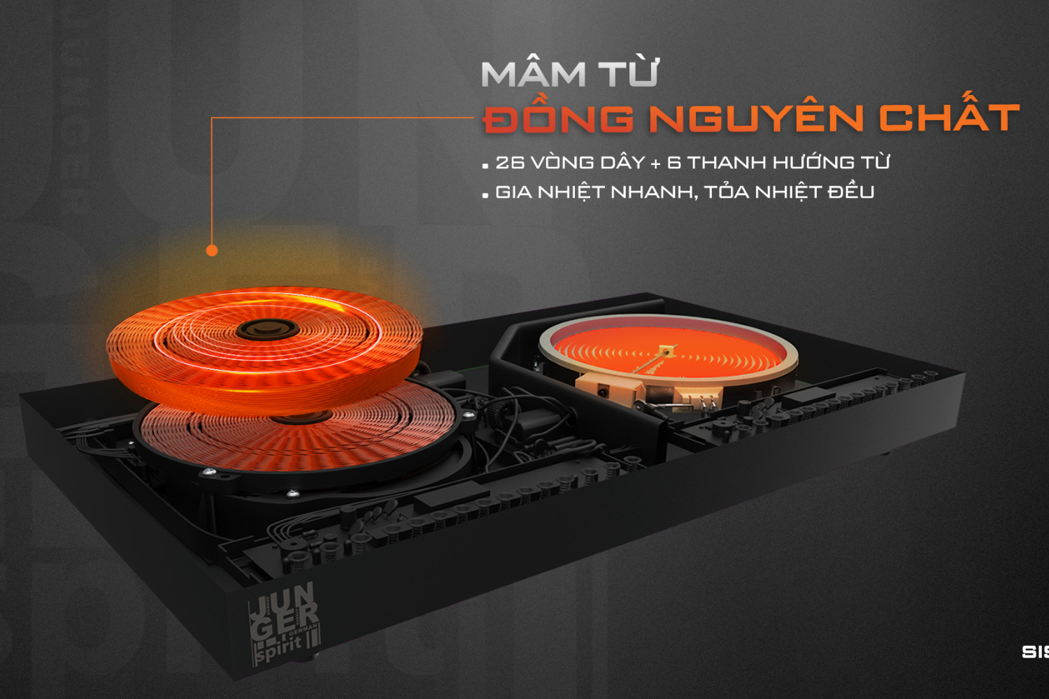 Bếp Điện Từ Kết Hợp Hồng Ngoại Junger SIS-66 | Lắp Âm/Dương 2 Vùng Nấu