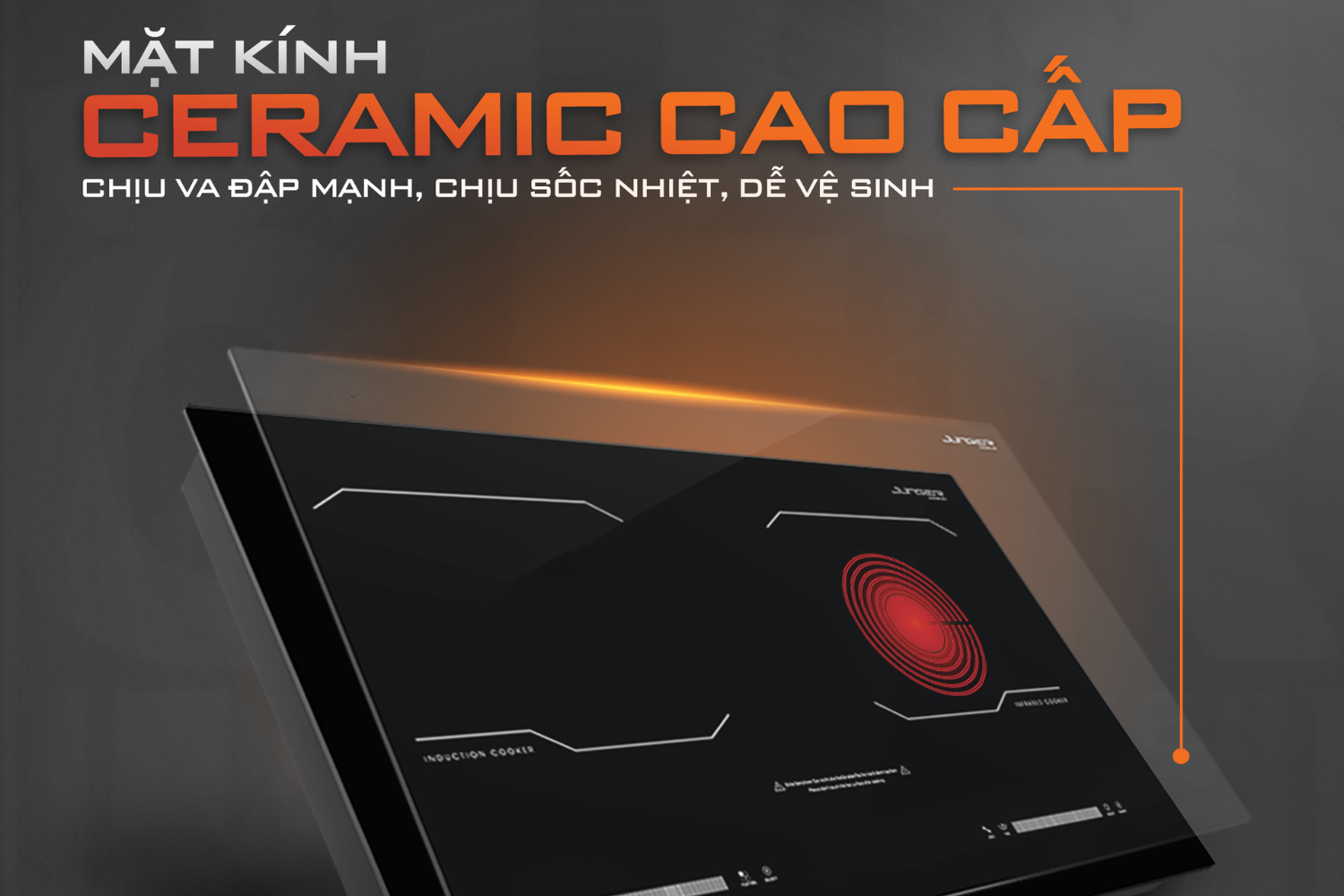 Bếp Điện Từ Kết Hợp Hồng Ngoại Junger MK-24 | Lắp Âm/Dương 2 Vùng Nấu