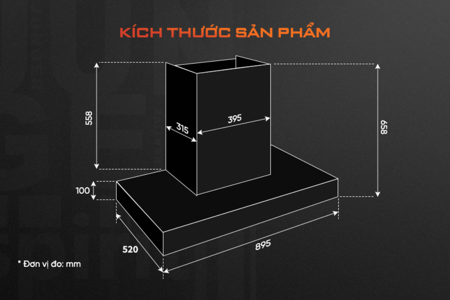 Máy hút mùi áp tường/âm tủ Junger H-90 | 90cm