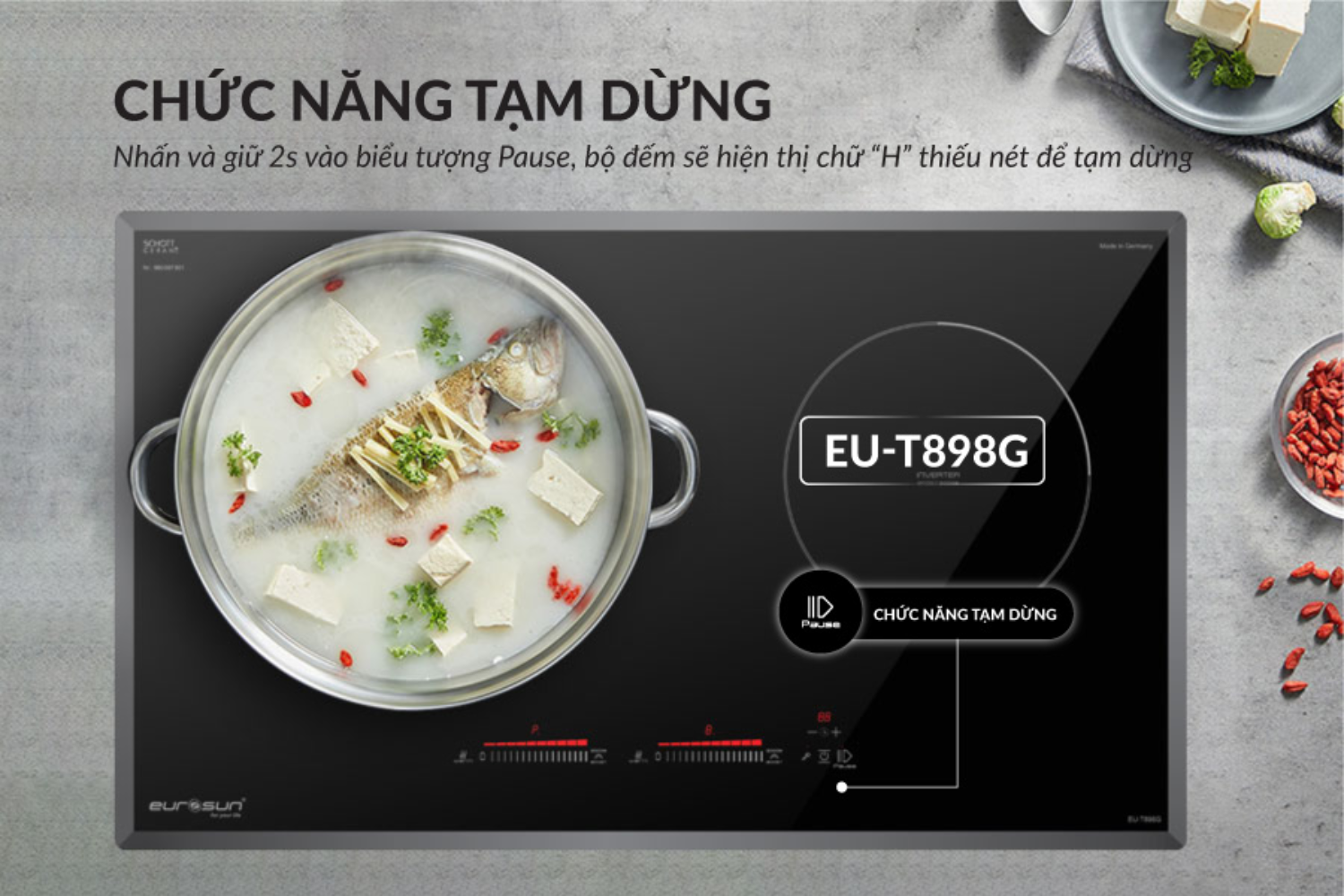 Bếp Từ Đôi Eurosun EU-T898G | Lắp Âm 2 Vùng Nấu