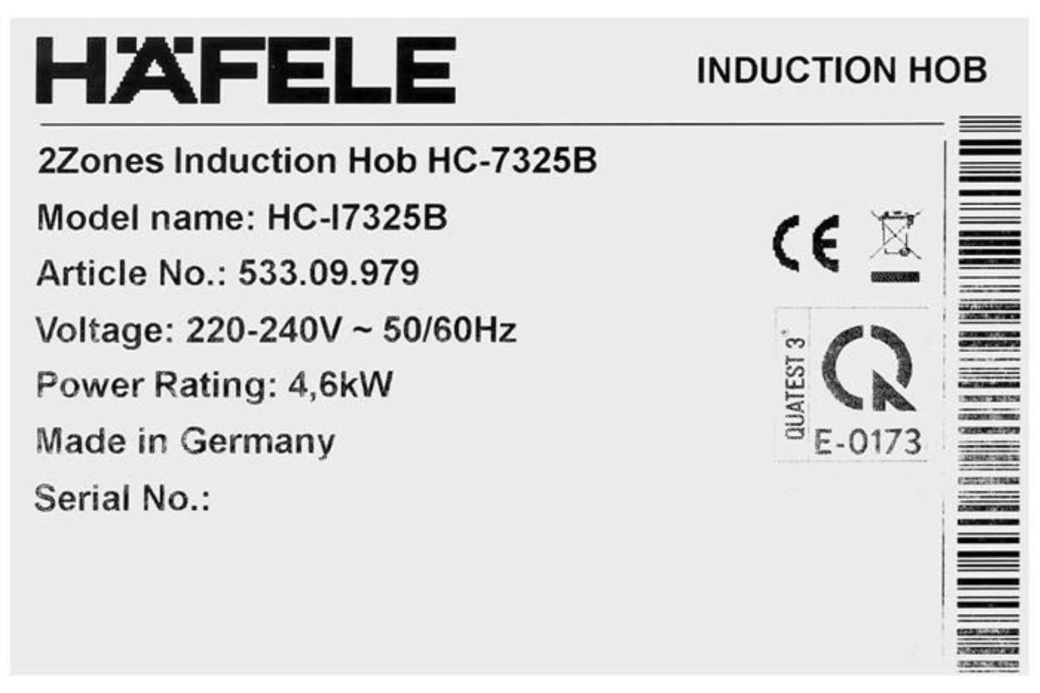 Bếp Từ Đôi Hafele HC-I7325B (533.09.979) | Lắp Âm 02 Vùng Nấu