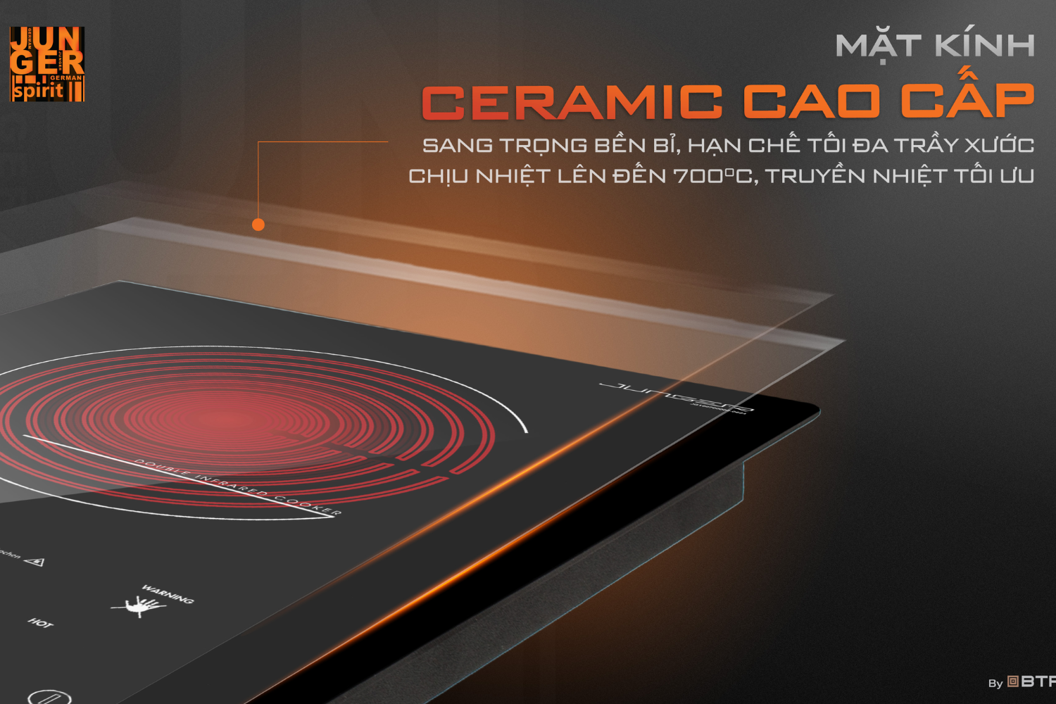 Bếp Điện Hồng Ngoại Đơn Junger  IS-19 | Lắp Âm/Dương 1 Vùng Nấu