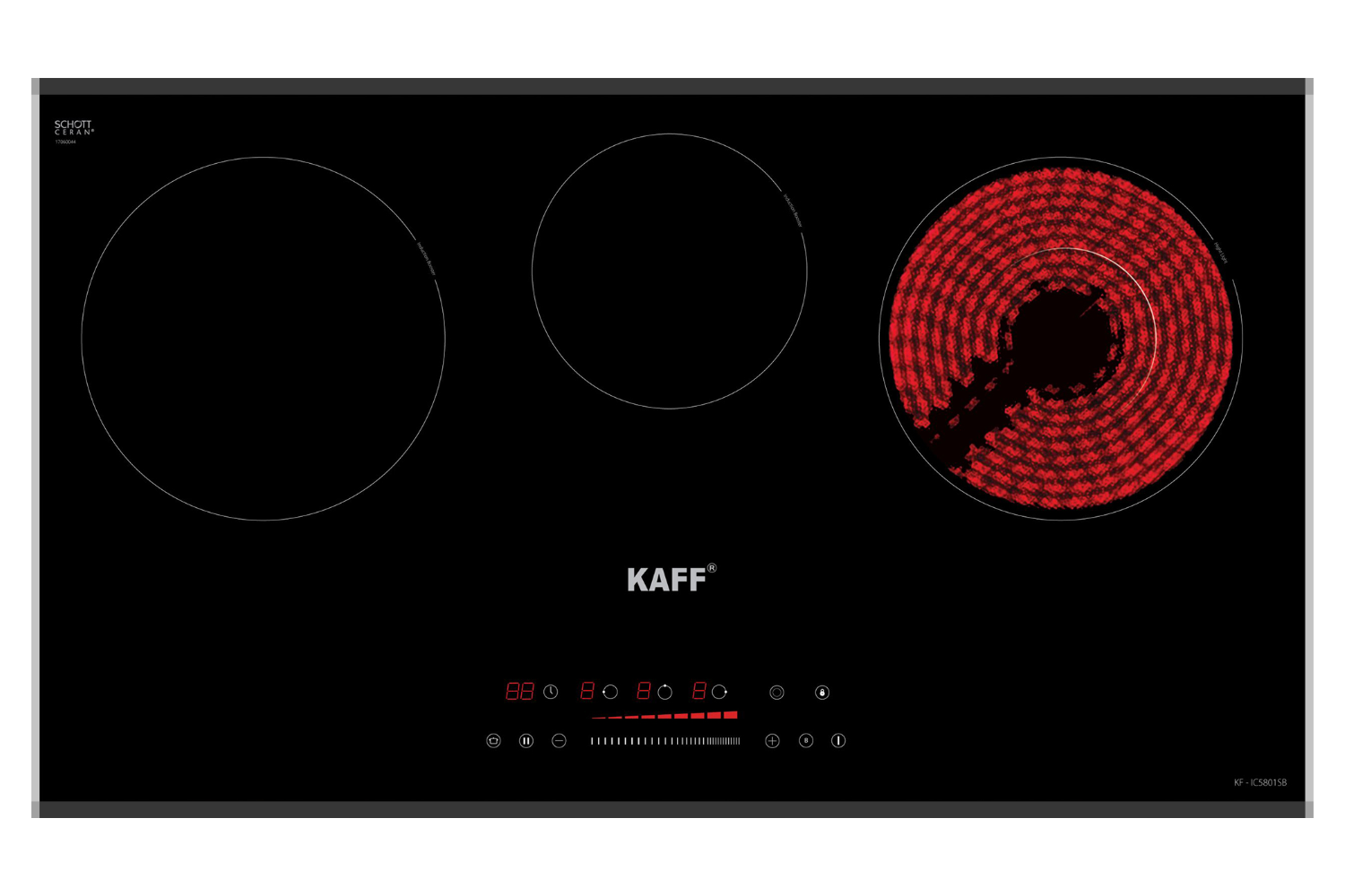 Bếp Từ Hồng Ngoại KAFF KF-IC5801SB | Lắp Âm 02 Từ - 01 Điện