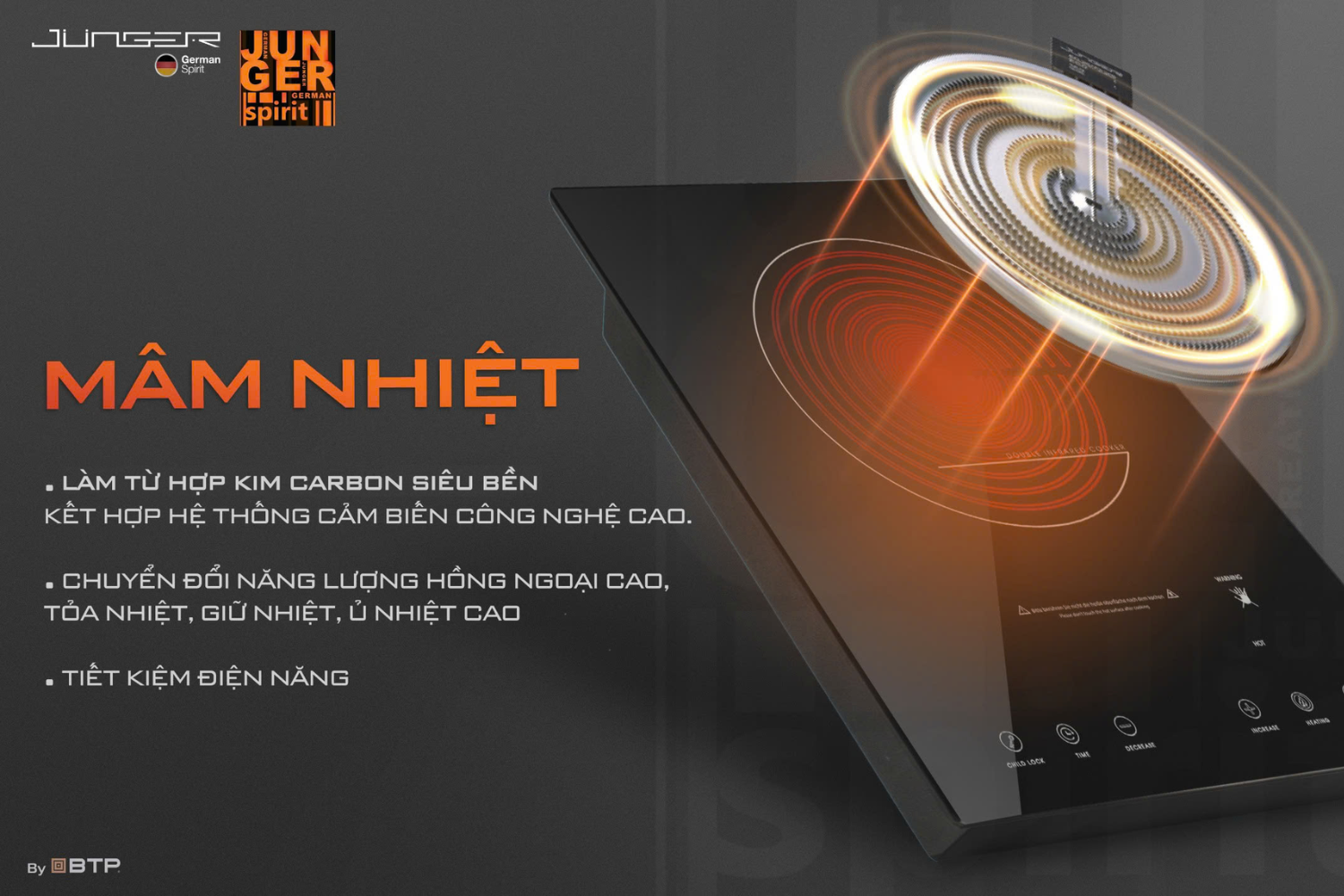 Bếp Điện Hồng Ngoại Đơn Junger  IS-19 | Lắp Âm/Dương 1 Vùng Nấu