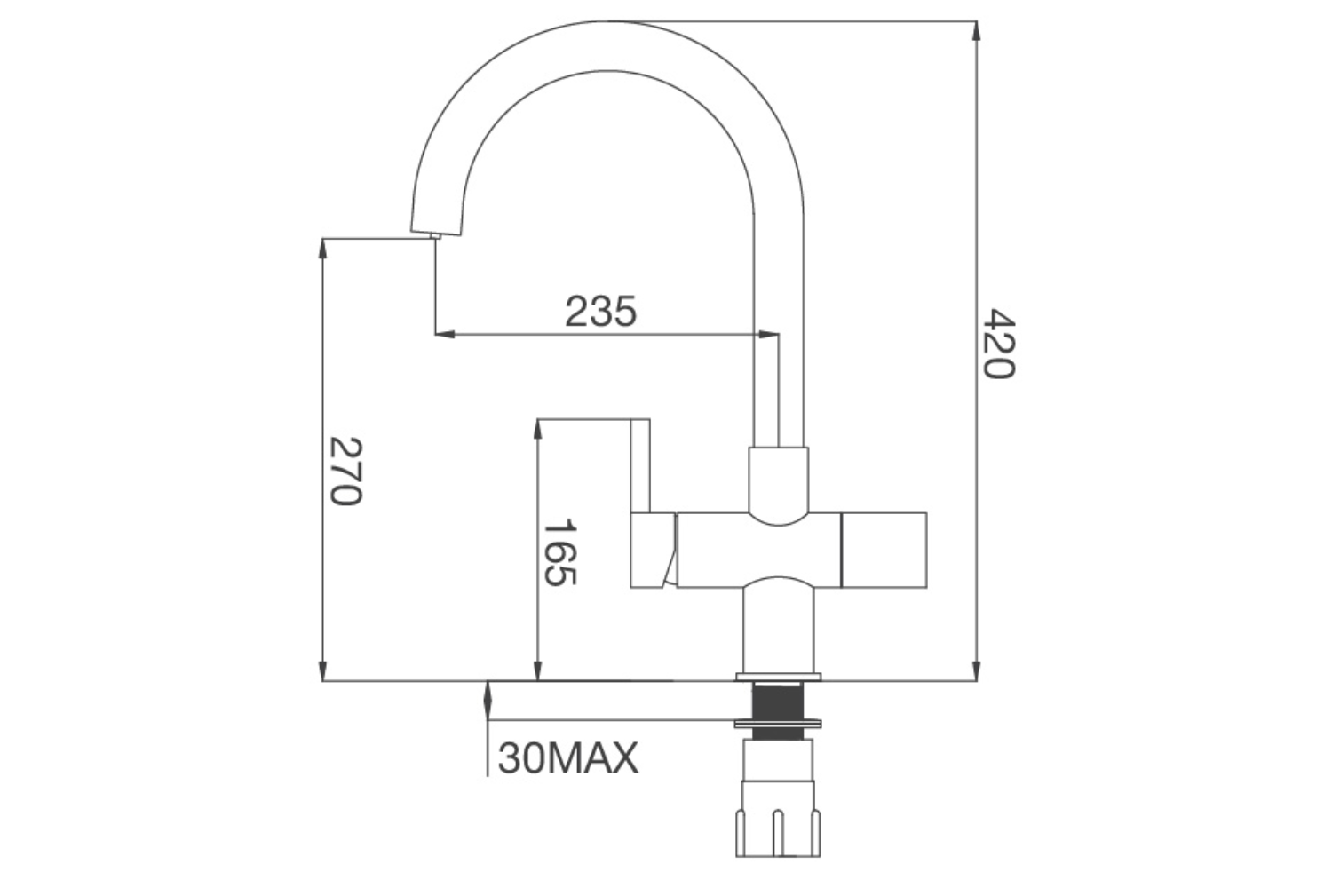 Vòi Rửa Bát 3 Đường Nước Malloca K150DW | Đồng Thau Mạ Chrome
