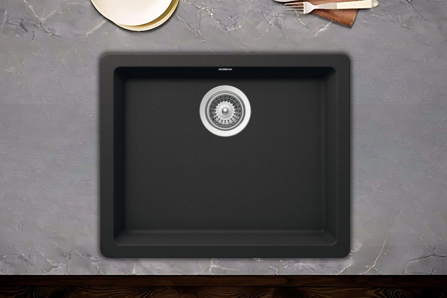 Chậu Rửa Bát 1 Hố Bằng Đá Granite Hafele HS19-GEN1S60 (570.35.330) | Màu Đen