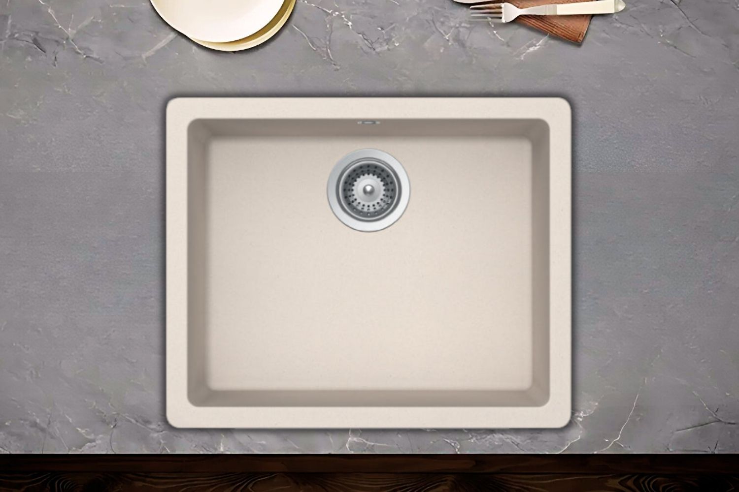 Chậu Rửa Bát 1 Hố Bằng Đá Granite Hafele HS19-GEN1S60 (570.35.430) | Màu Kem