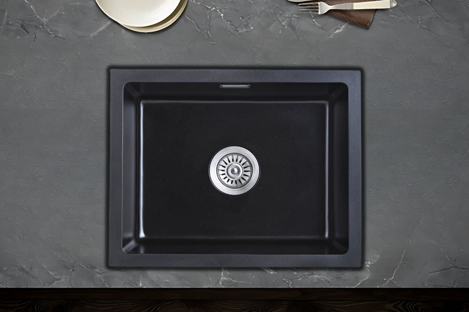 Chậu Rửa Bát 1 Hố Bằng Đá Granstone Hafele Essence HS22-GEN1S60S (577.25.300) | Màu Đen
