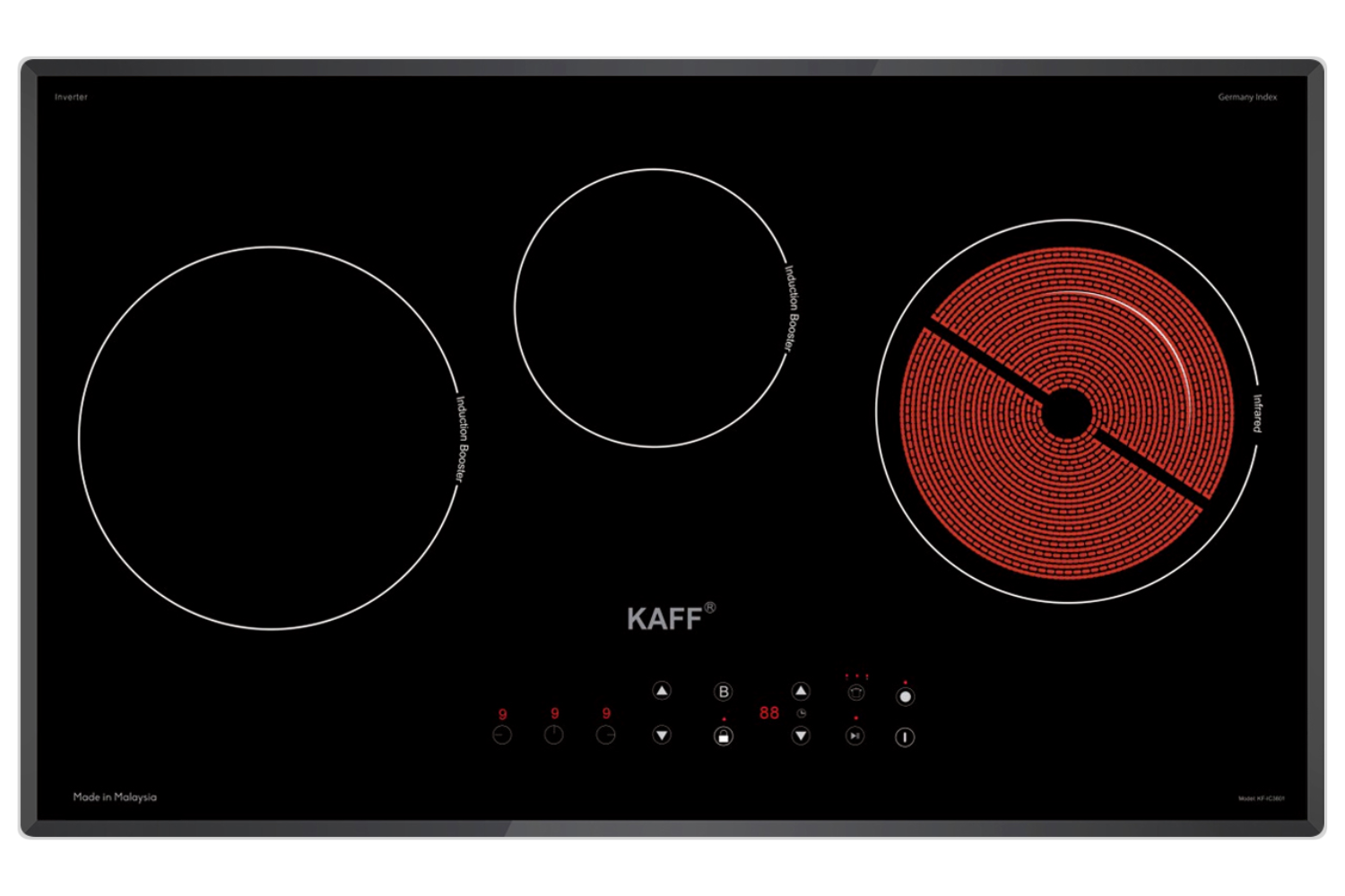 Bếp Từ Hồng Ngoại Âm KAFF KF-IC3801 | 02 Từ - 01 Điện
