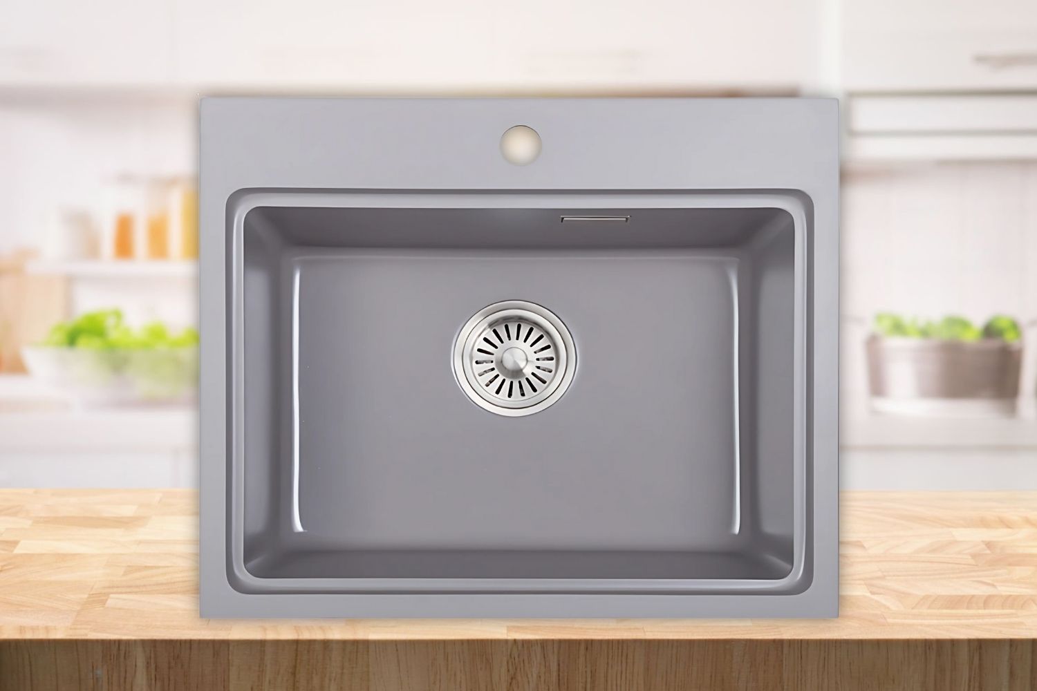 Chậu Rửa Bát 1 Hố Bằng Đá Granstone Hafele Essence HS22-GEN1S60M (577.25.520) | Màu Xám