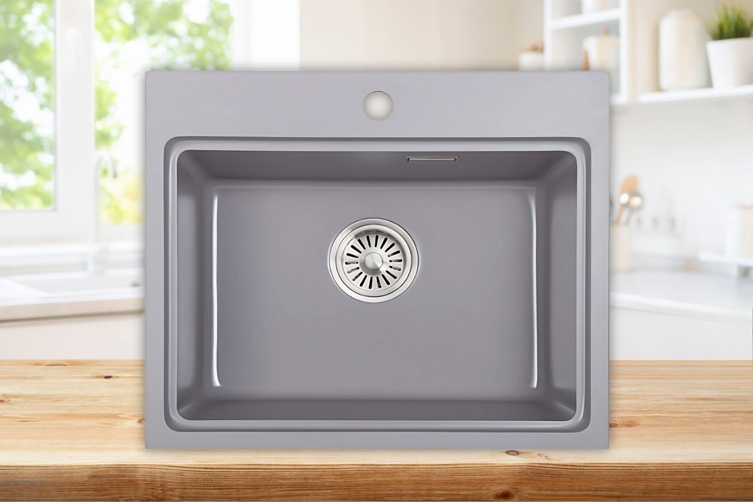 Chậu Rửa Bát 1 Hố Bằng Đá Granstone Hafele Essence HS22-GEN1S60M (577.25.520) | Màu Xám