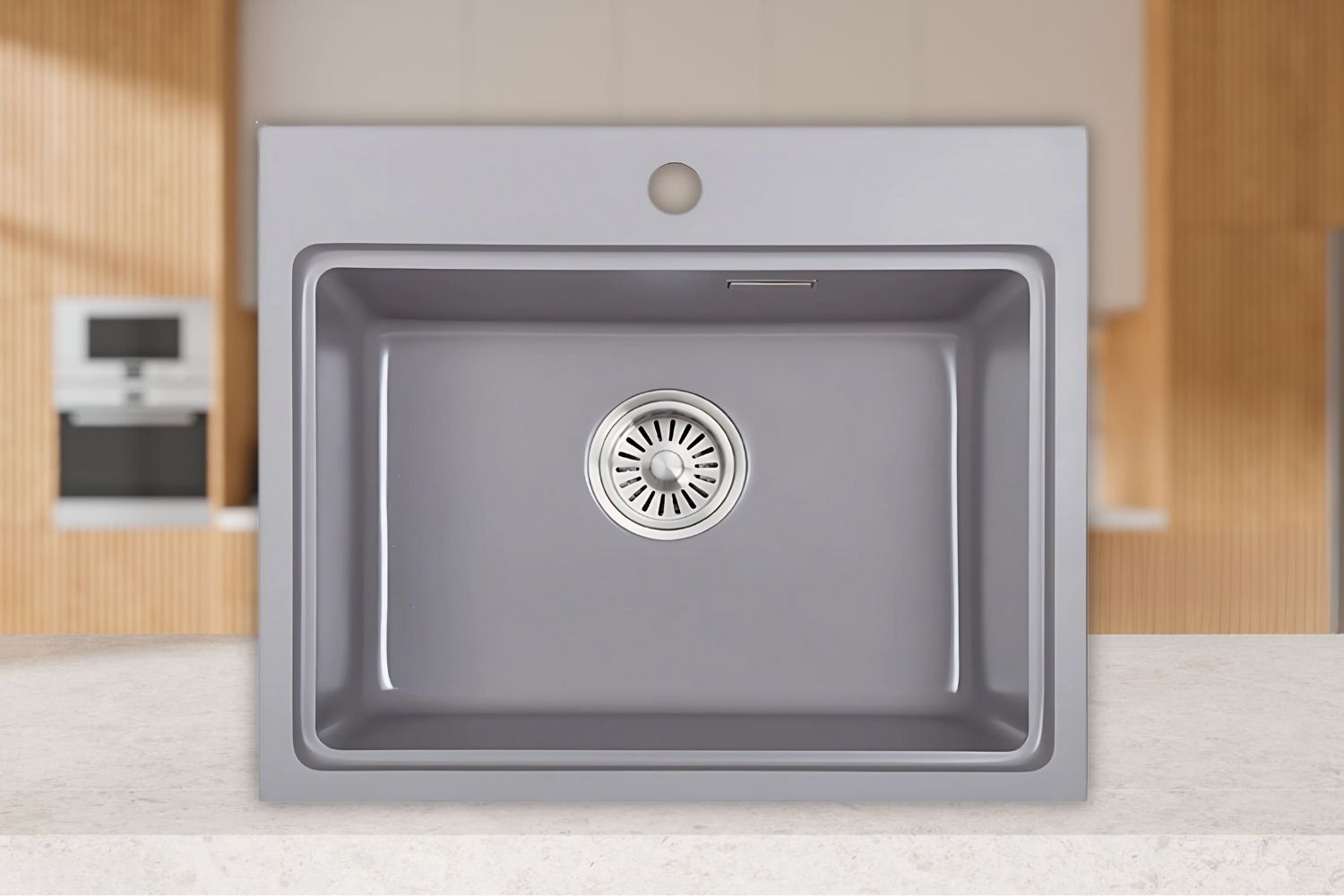 Chậu Rửa Bát 1 Hố Bằng Đá Granstone Hafele Essence HS22-GEN1S60M (577.25.520) | Màu Xám