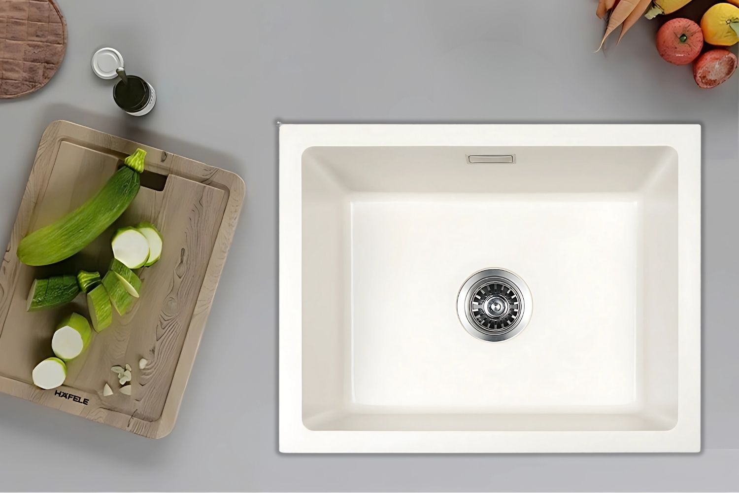 Chậu Rửa Bát 1 Hố Bằng Đá Granstone Hafele Essence HS22-GEN1S60S (577.25.400) | Màu Kem