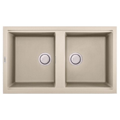 Chậu Rửa Bát 2 Hố Bằng Đá Granite Malloca BIANCO K-45062 | Màu Kem