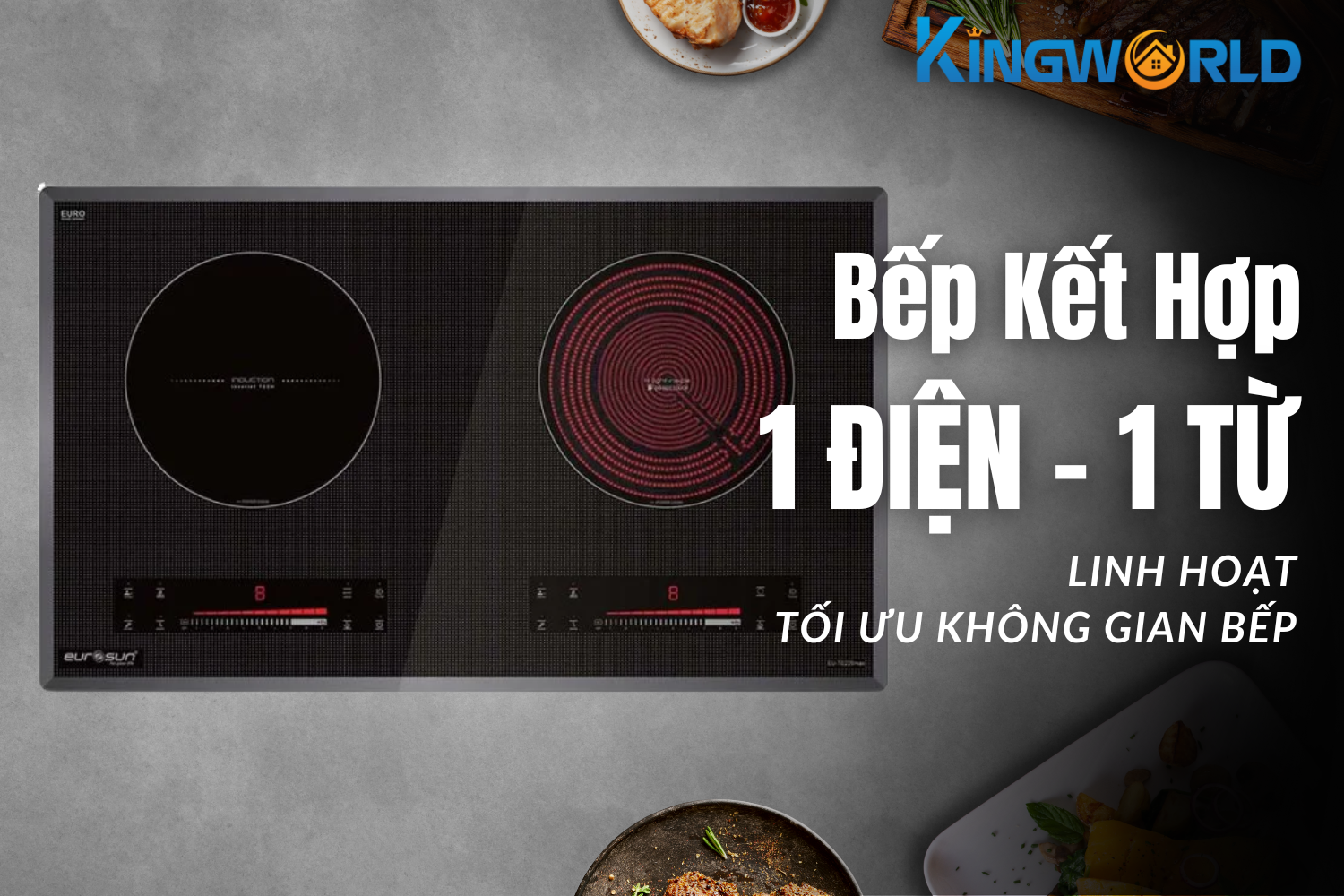 Bếp Điện Từ Kết Hợp Hồng Ngoại Eurosun EU-TE226Max | Lắp Âm 2 Vùng Nấu