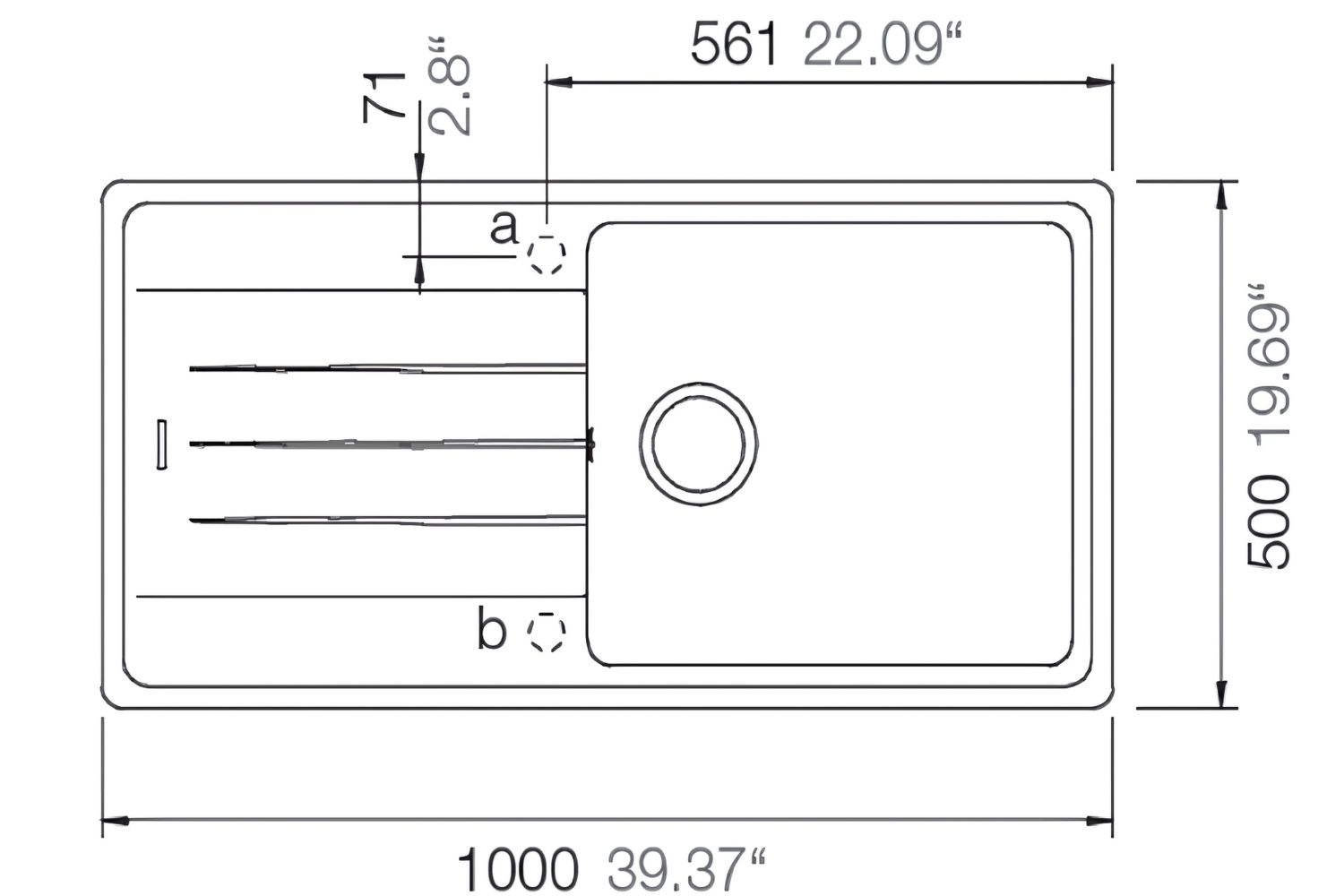Chậu Rửa Bát 1 Hố Bằng Đá Granite Hafele HS20-GED1S60 570.32.830 | Màu Kem
