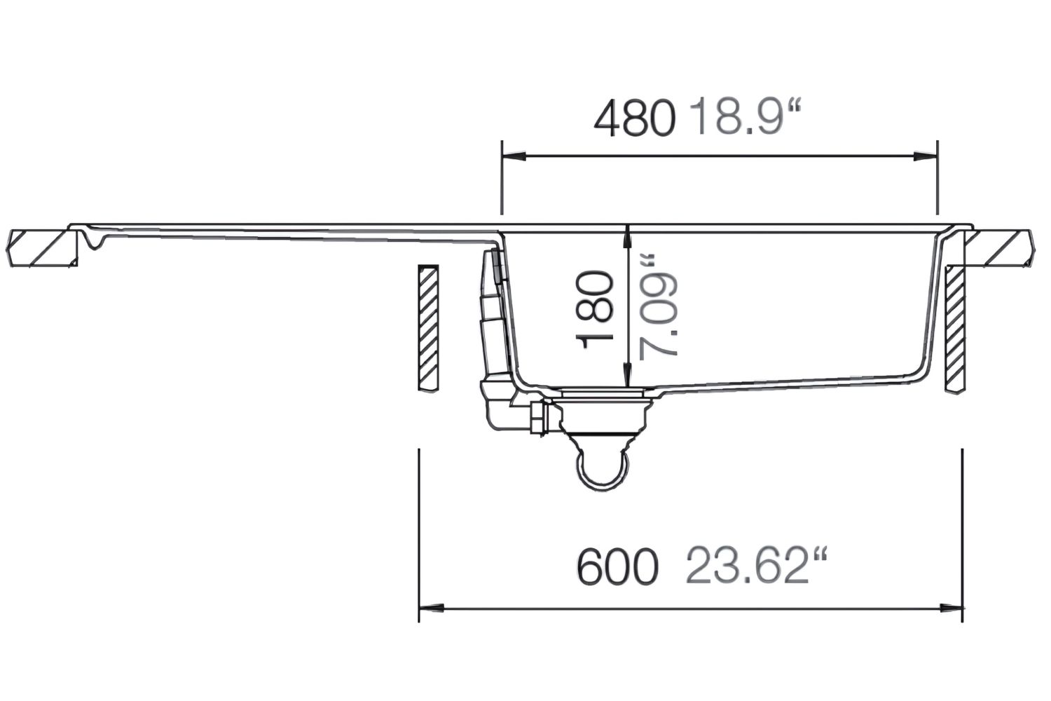 Chậu Rửa Bát 1 Hố Bằng Đá Granite Hafele HS20-GED1S60 570.32.830 | Màu Kem