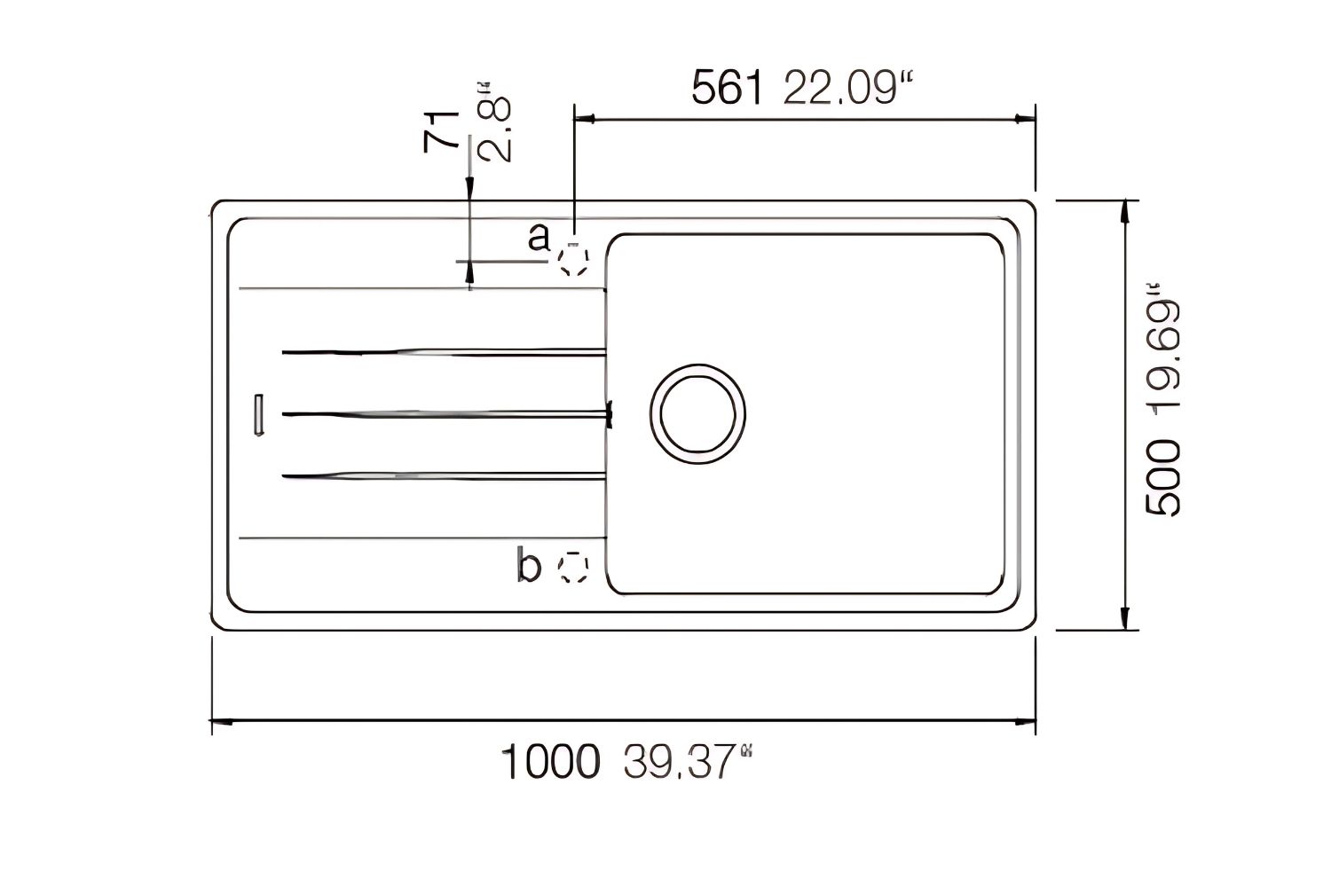 Chậu Rửa Bát 1 Hố Bằng Đá Granite Hafele HS20-GED1S60 570.32.530 | Màu Xám