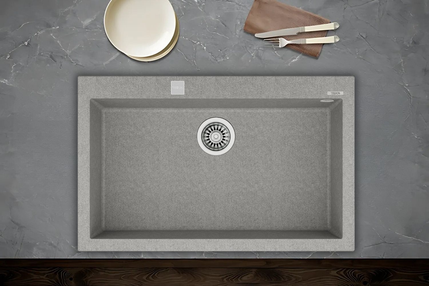 Chậu Rửa Bát 1 Hố Đá Teka FORSQUARE 72.40 TG | Màu Xám Xi Măng