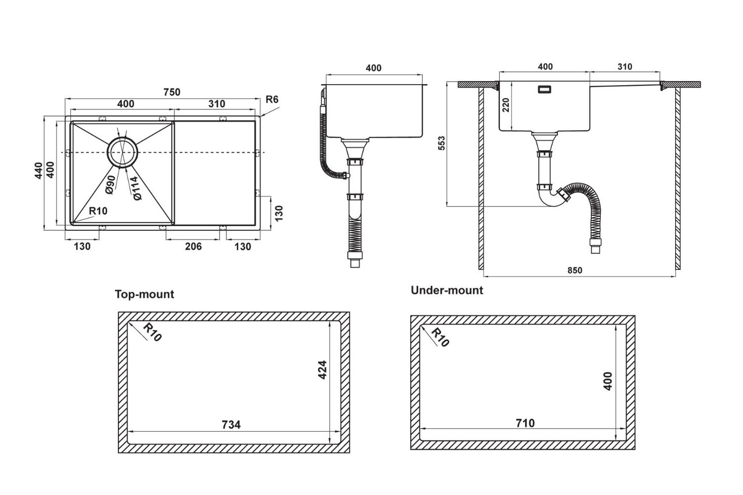 Chậu Rửa Bát 1 Hố Inox 304 Hafele HS21-SSD1S60 567.94.010