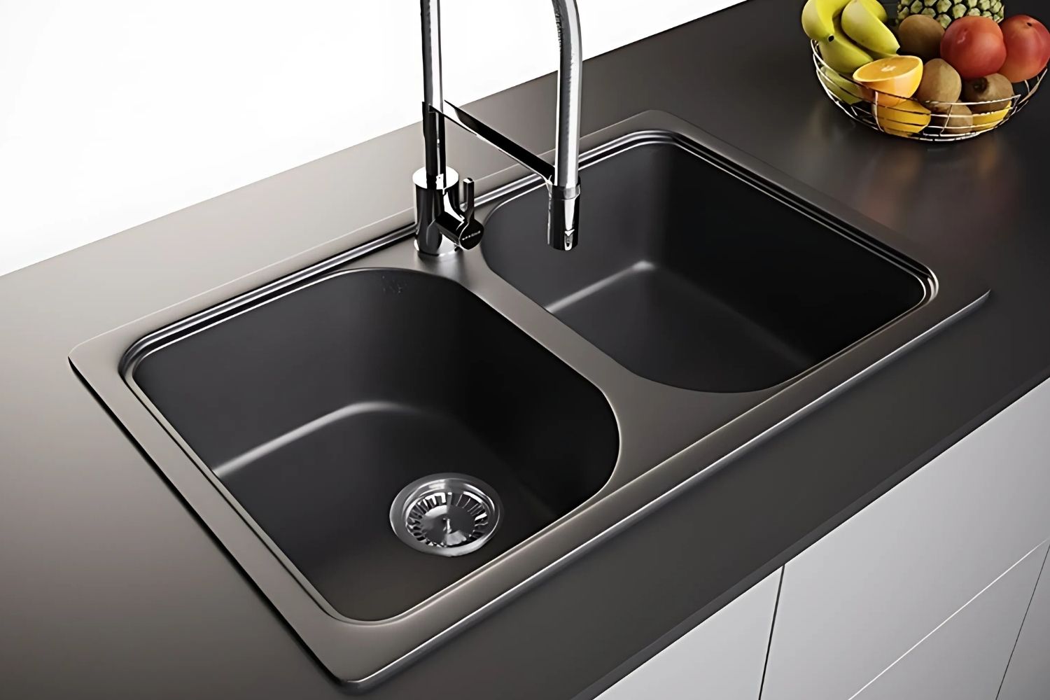 Chậu Rửa Bát 2 Hố Bằng Đá Granstone Hafele HS19-GEN2R90 (570.35.380) | Màu Đen