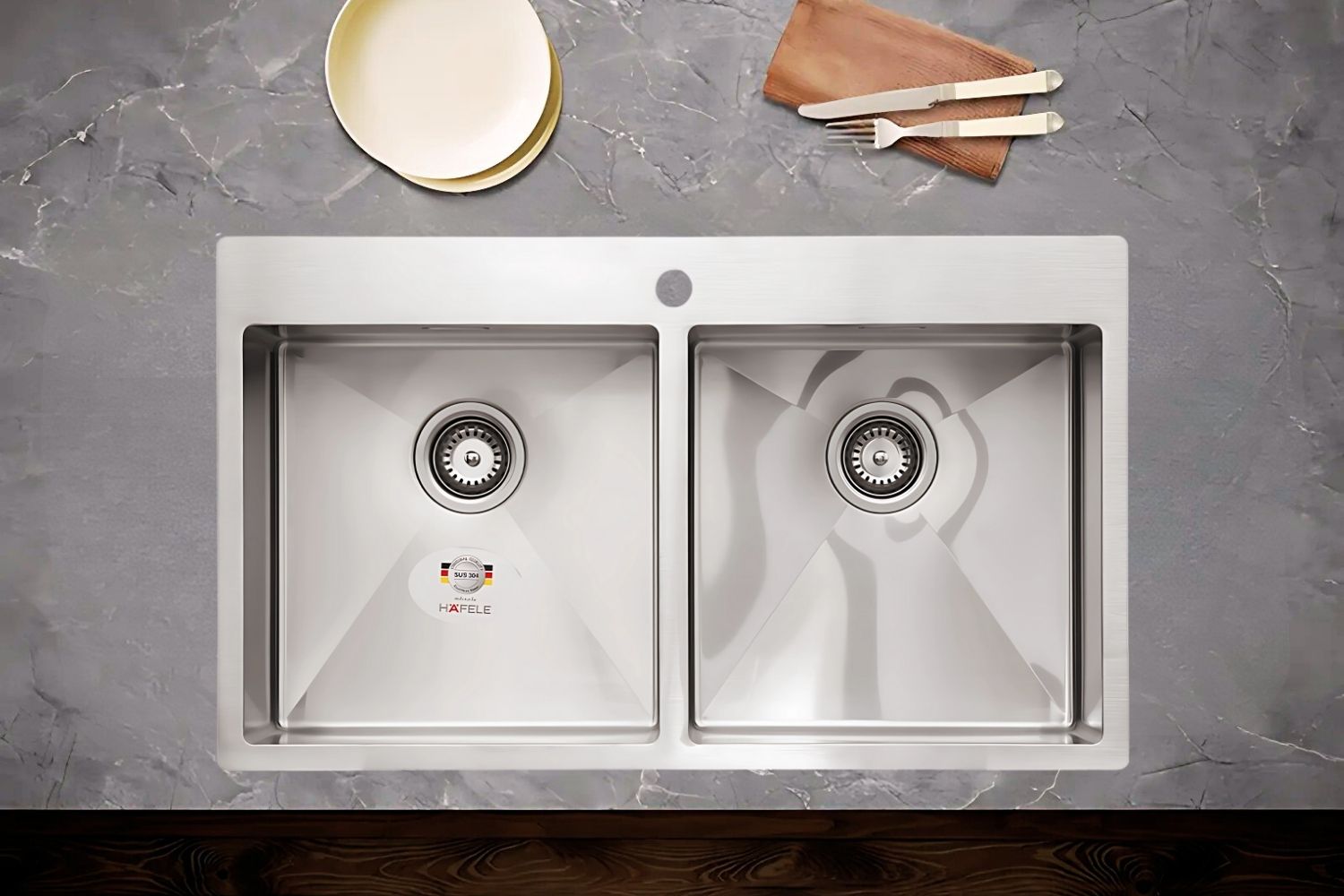 Chậu Rửa Bát 2 Hố Inox 304 Hafele HS20-SSN2S90 567.20.537