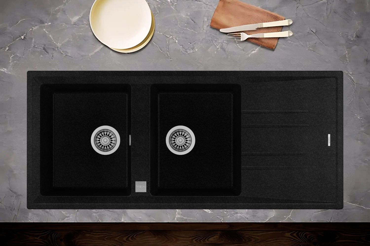 Chậu Rửa Bát 2 Hố Đá Teka STONE 80B-TG 2B 1D 115400011 | Màu Đen