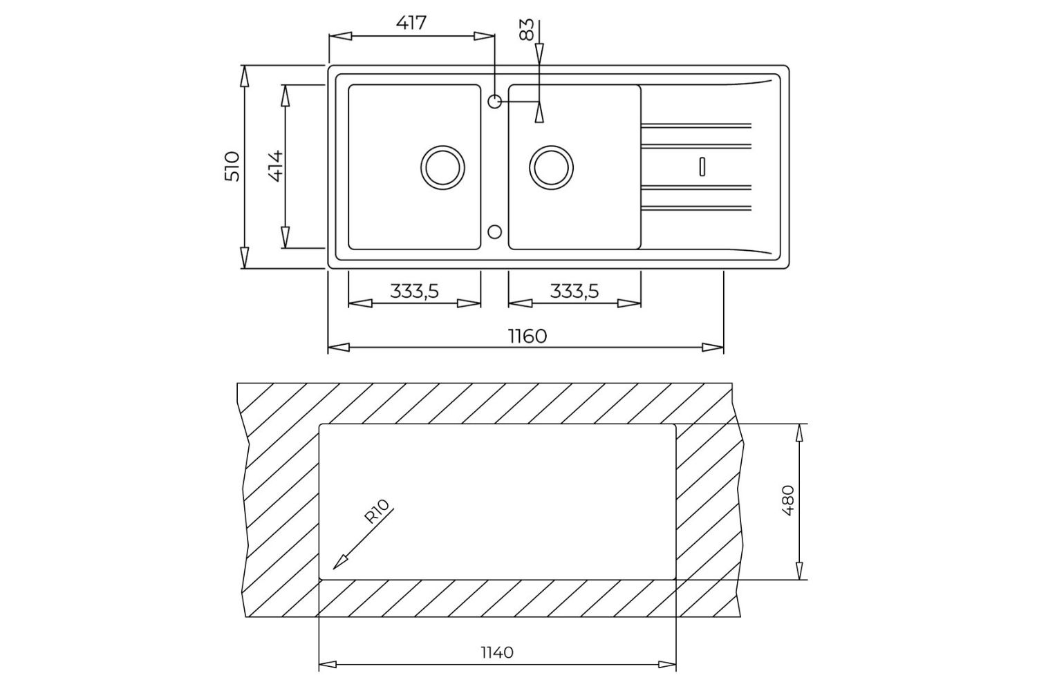 Chậu Rửa Bát 2 Hố Đá Teka STONE 80B-TG 2B 1D 115400011 | Màu Đen