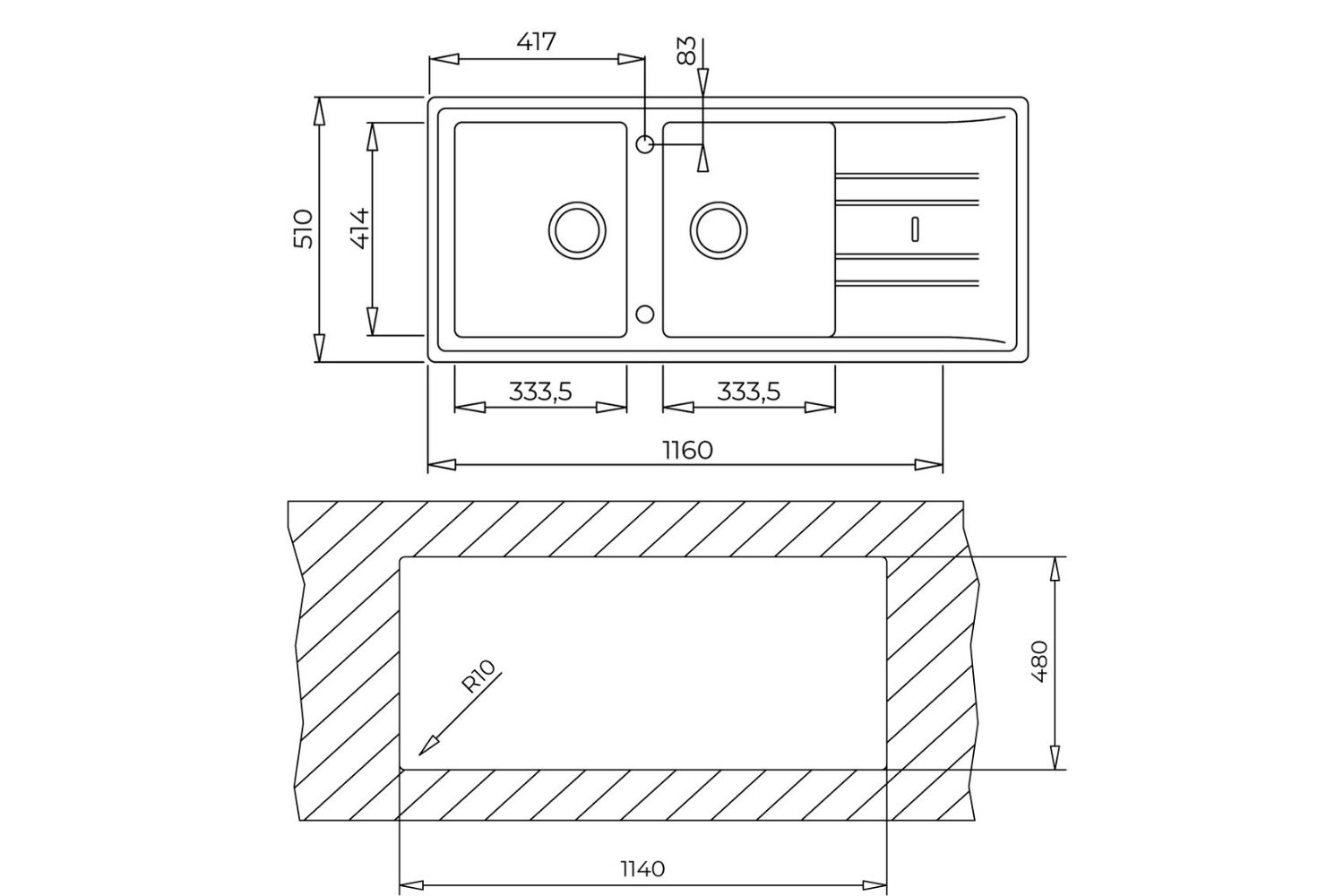 Chậu Rửa Bát 2 Hố Đá Teka STONE 80B-TG 2B 1D 115400008 | Màu Xám
