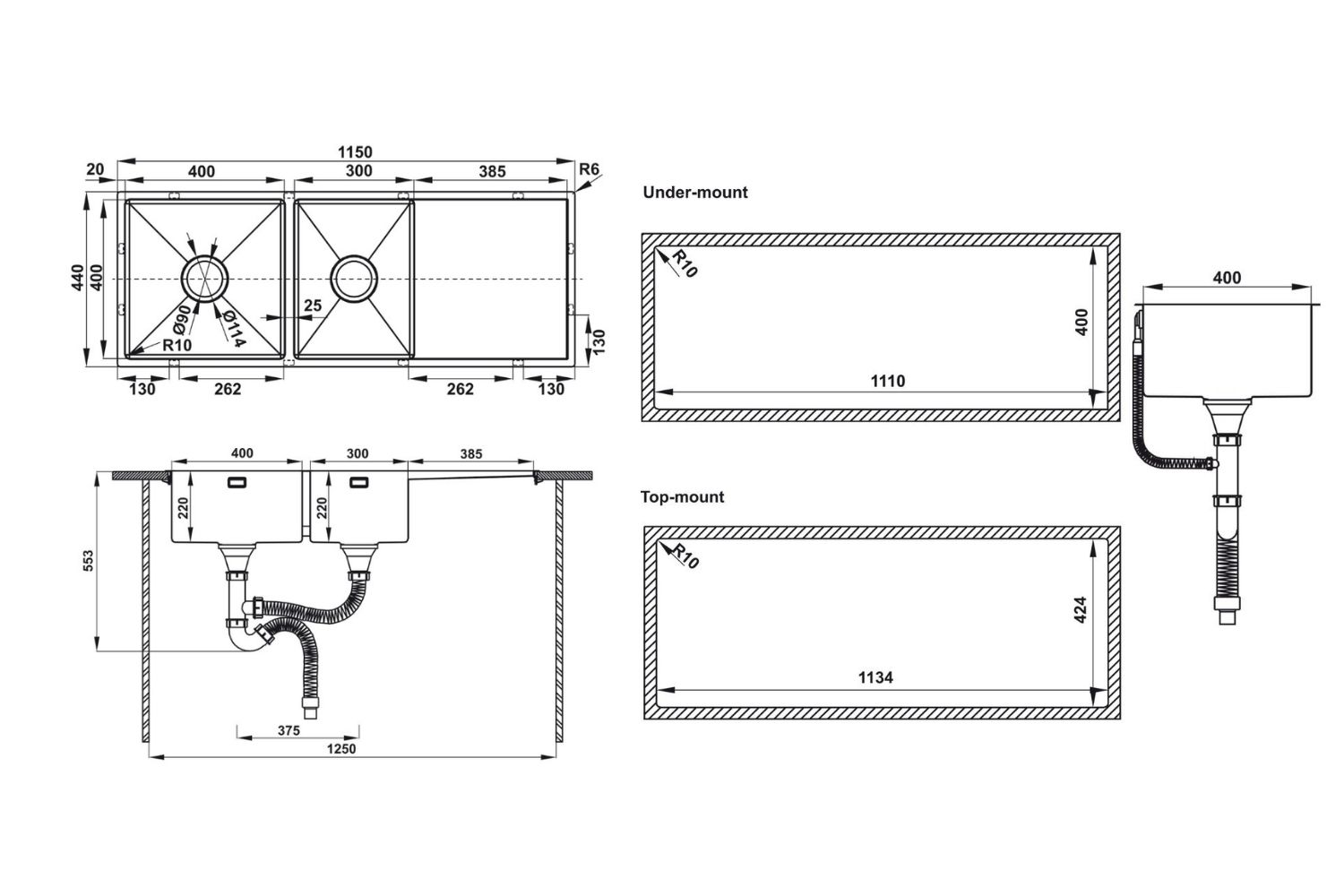 Trọn Bộ Chậu Rửa Bát Và Phụ Kiện Hafele HS21-SSD2S90L 567.94.059