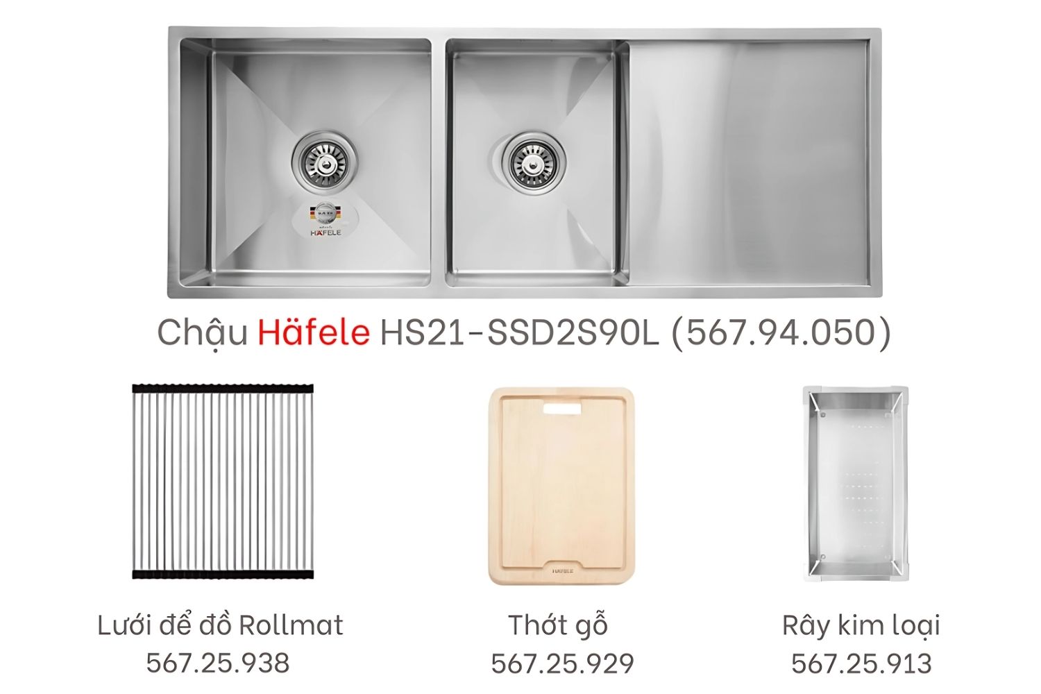 Trọn Bộ Chậu Rửa Bát Và Phụ Kiện Hafele HS21-SSD2S90L 567.94.059