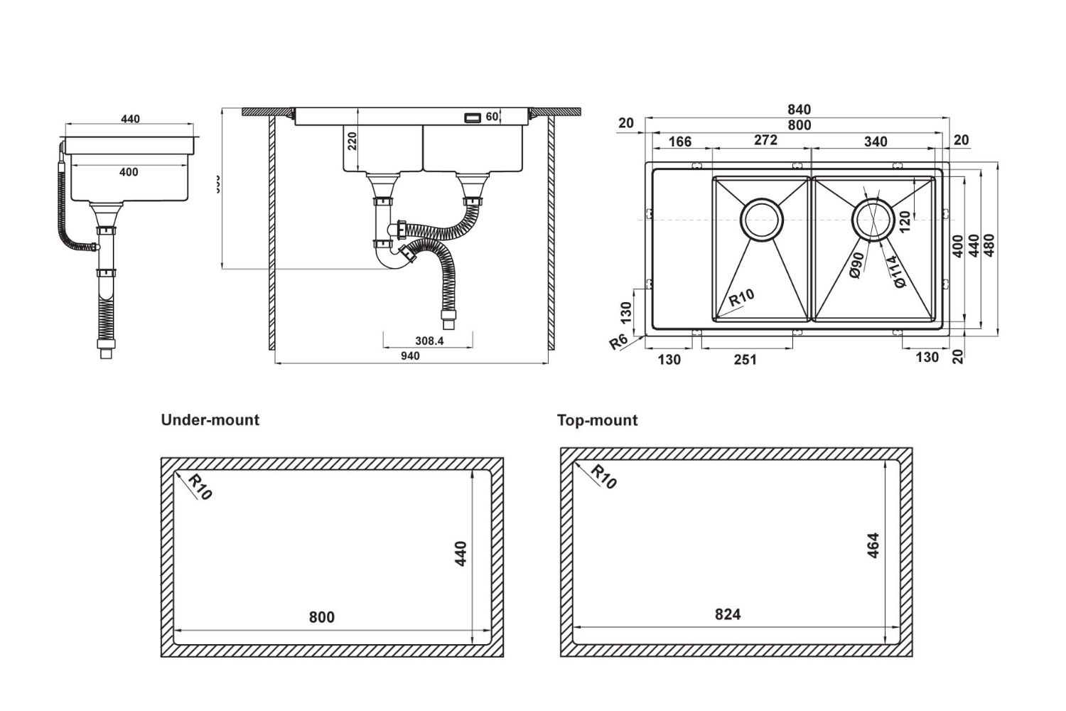 Chậu Rửa Bát 2 Hố Inox 304 Hafele HS21-SSD2S90M 567.94.040