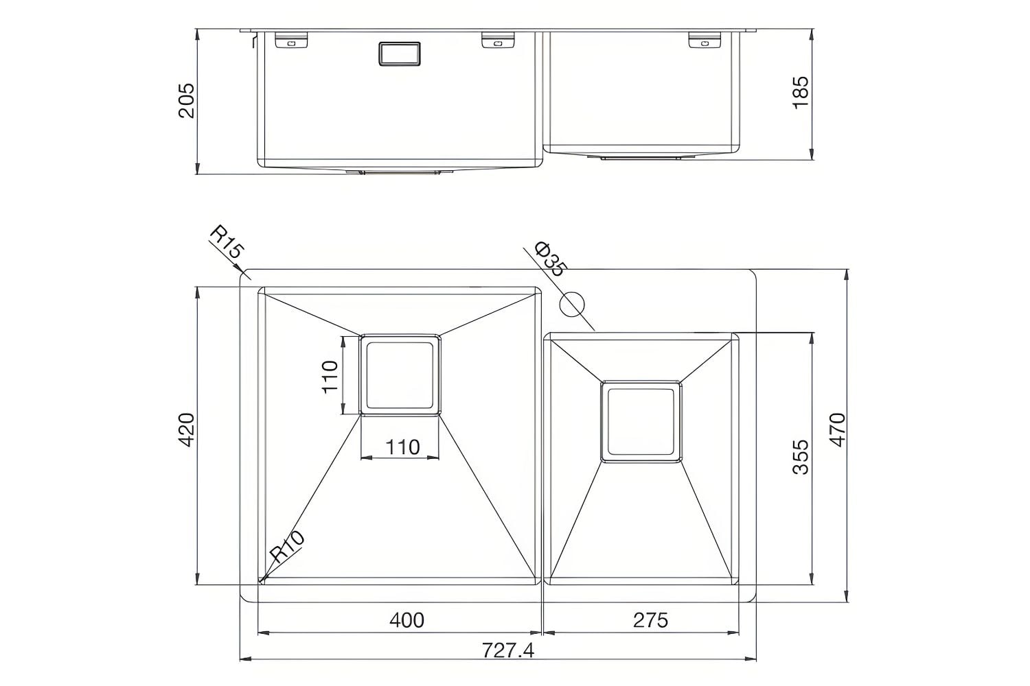 Chậu Rửa Bát 2 Hố Inox 304 Malloca MS 620T