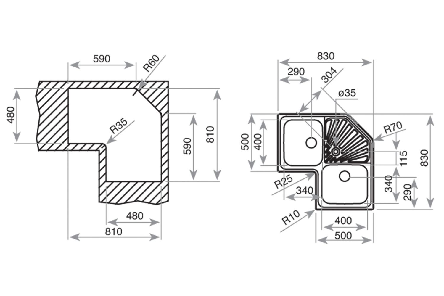 Chậu Rửa Bát 2 Hố Inox 304 Teka ANGULAR 2B
