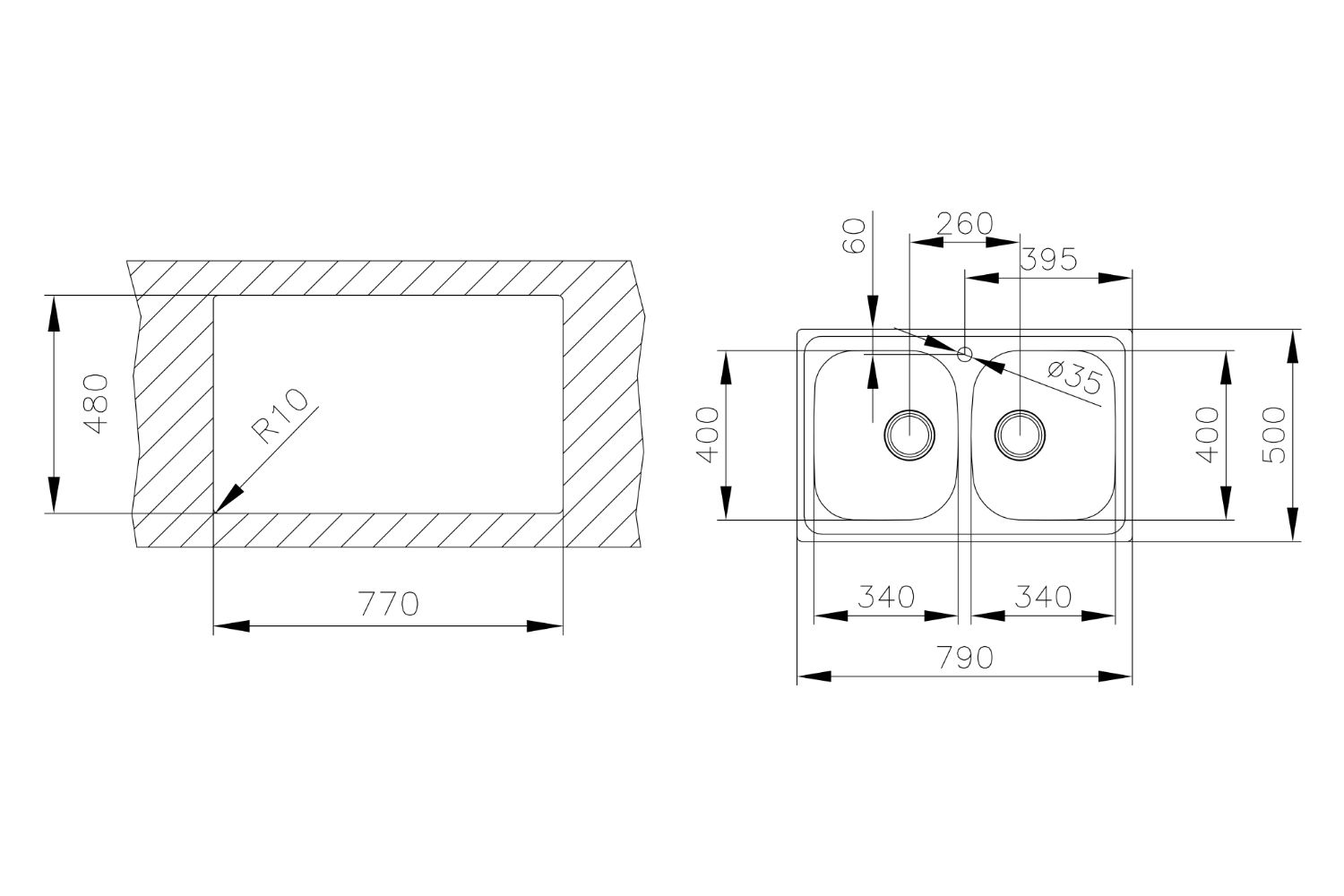 Chậu Rửa Bát 2 Hố Inox 304 Teka UNIVERSE 80 T-XP 2B