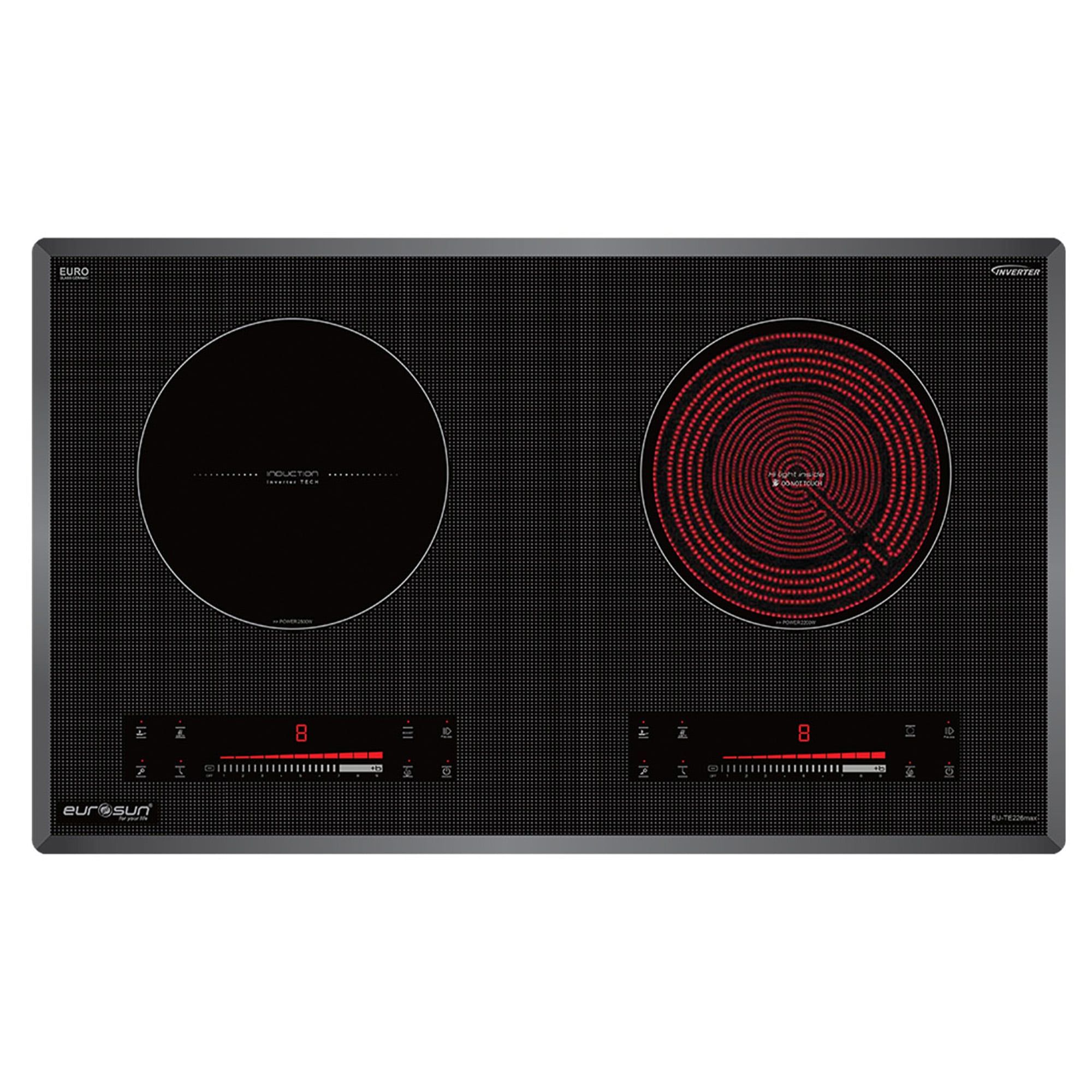 Bếp Điện Từ Kết Hợp Hồng Ngoại Eurosun EU-TE226Max | Lắp Âm 2 Vùng Nấu
