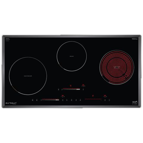 Bếp Điện Từ Kết Hợp Hồng Ngoại Eurosun EU-TE388Max | Lắp Âm 3 Vùng Nấu