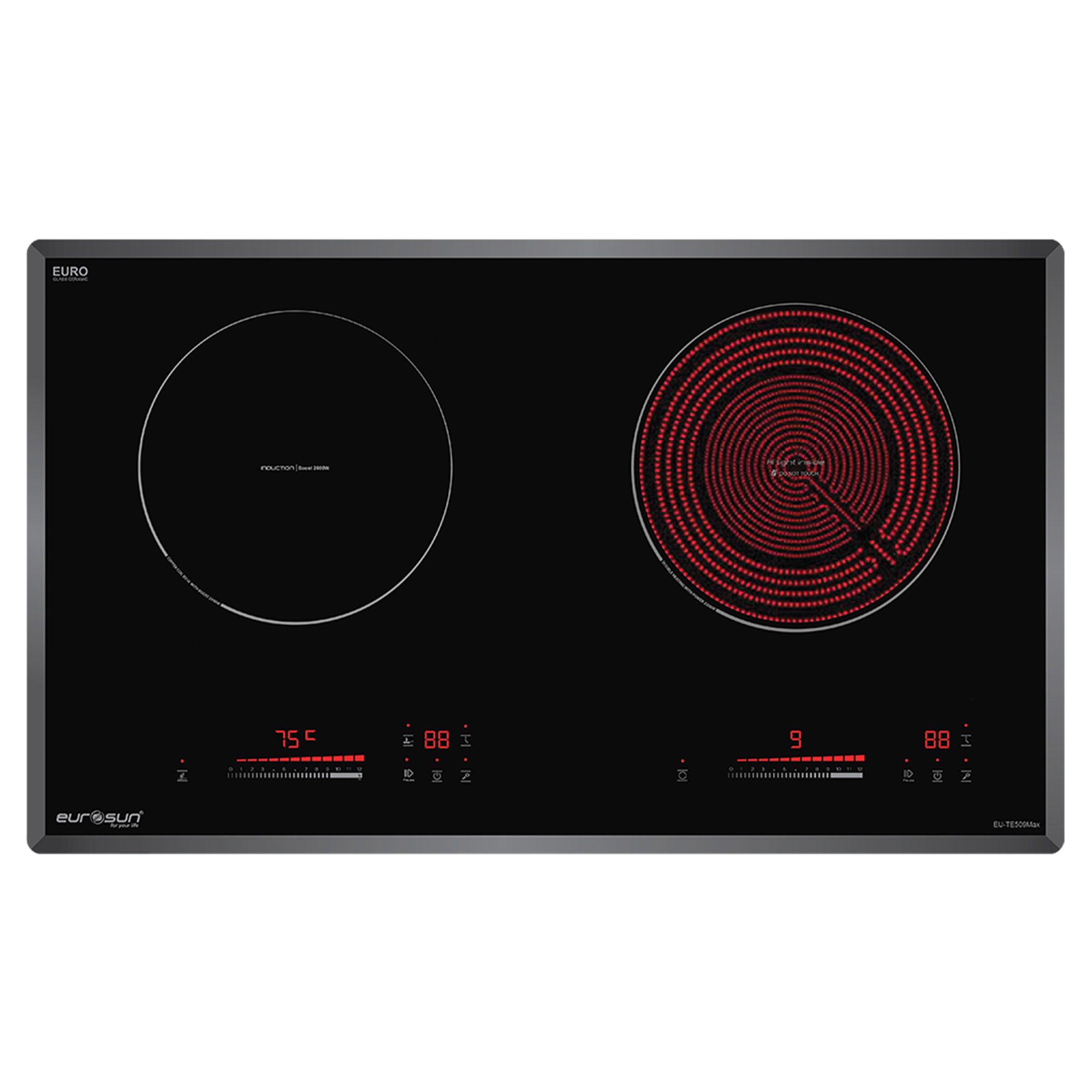 Bếp Điện Từ Kết Hợp Hồng Ngoại Eurosun EU-TE509Max | Lắp Âm 2 Vùng Nấu