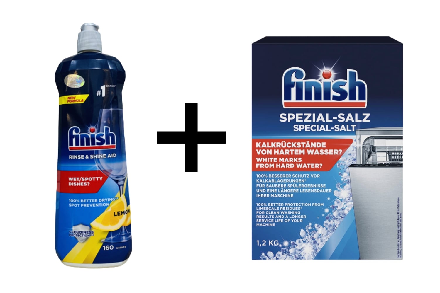 Combo Muối Rửa Bát Finish FVSA12 1.2kg và Nước Làm Bóng Finish FVR800LM 800ml Hương Chanh