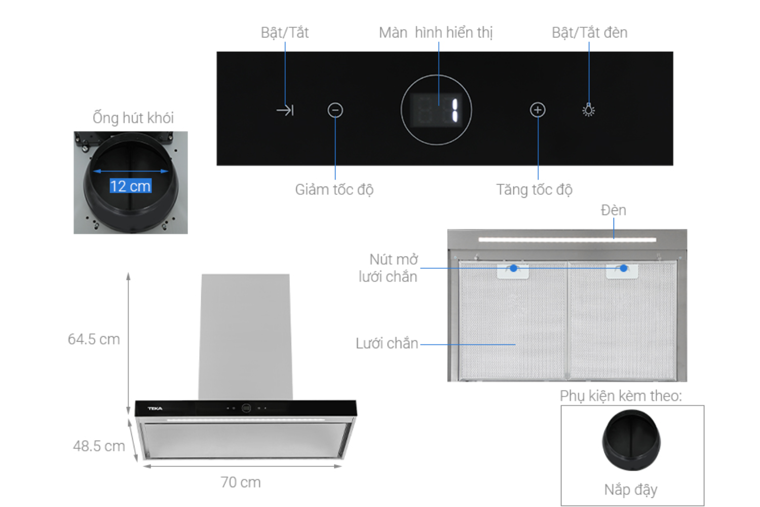 Máy hút mùi áp tường Teka MAESTRO DPL 786 T | 70cm