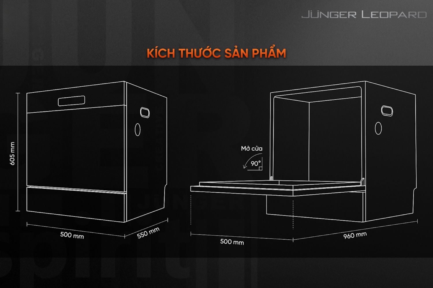 Máy Rửa Bát Độc Lập/Âm Tủ Junger Leopard DWJ-133-MS