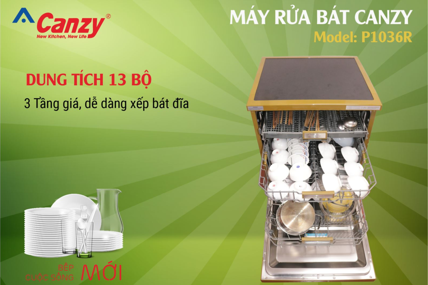 Máy Rửa Bát Độc Lập Canzy CZ P1036R