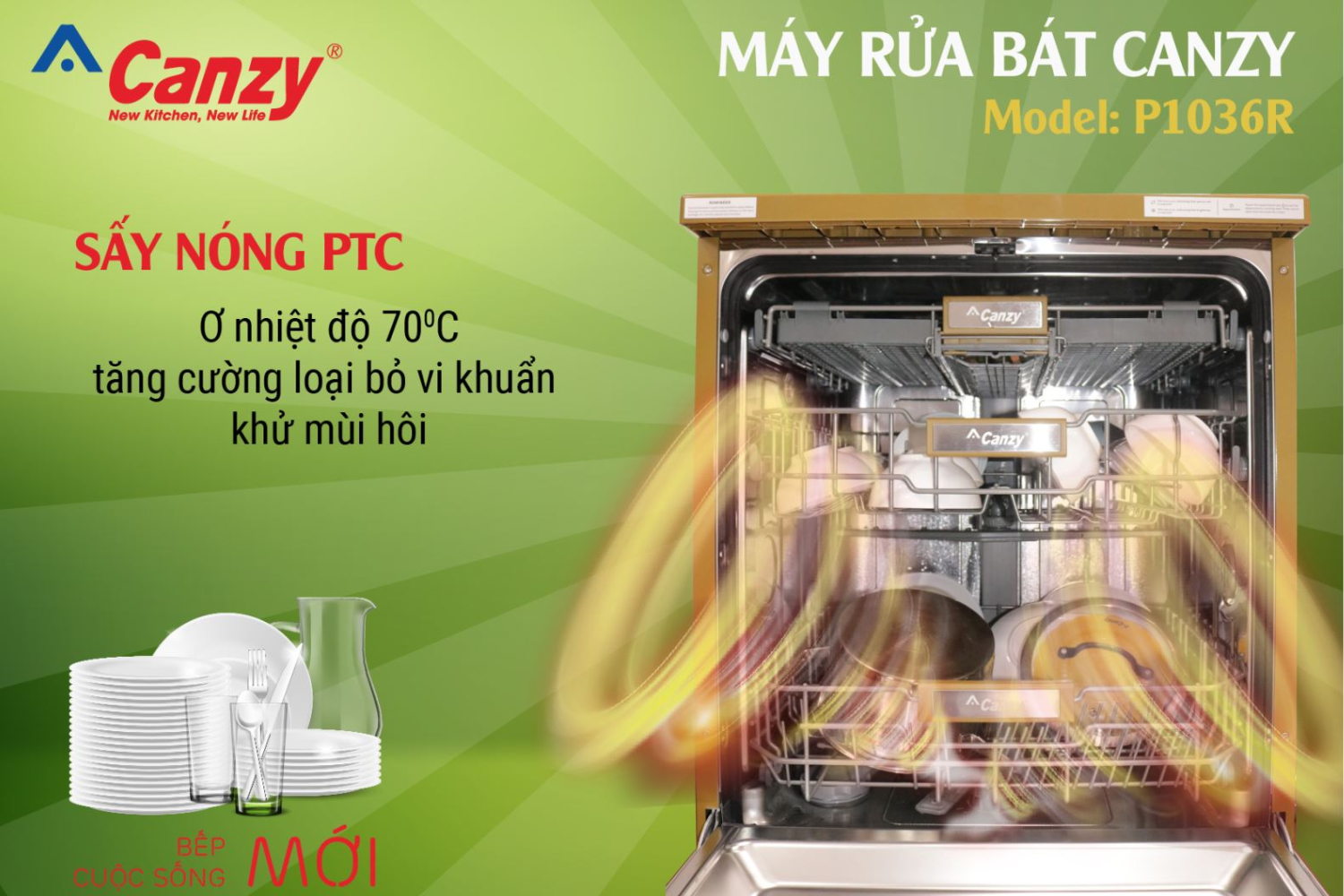 Máy Rửa Bát Độc Lập Canzy CZ P1036R