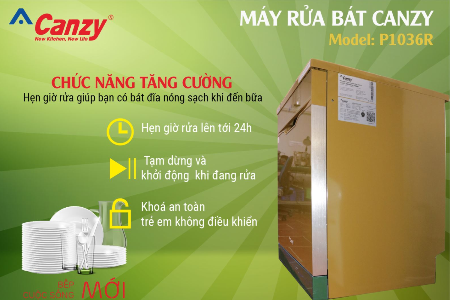 Máy Rửa Bát Độc Lập Canzy CZ P1036R