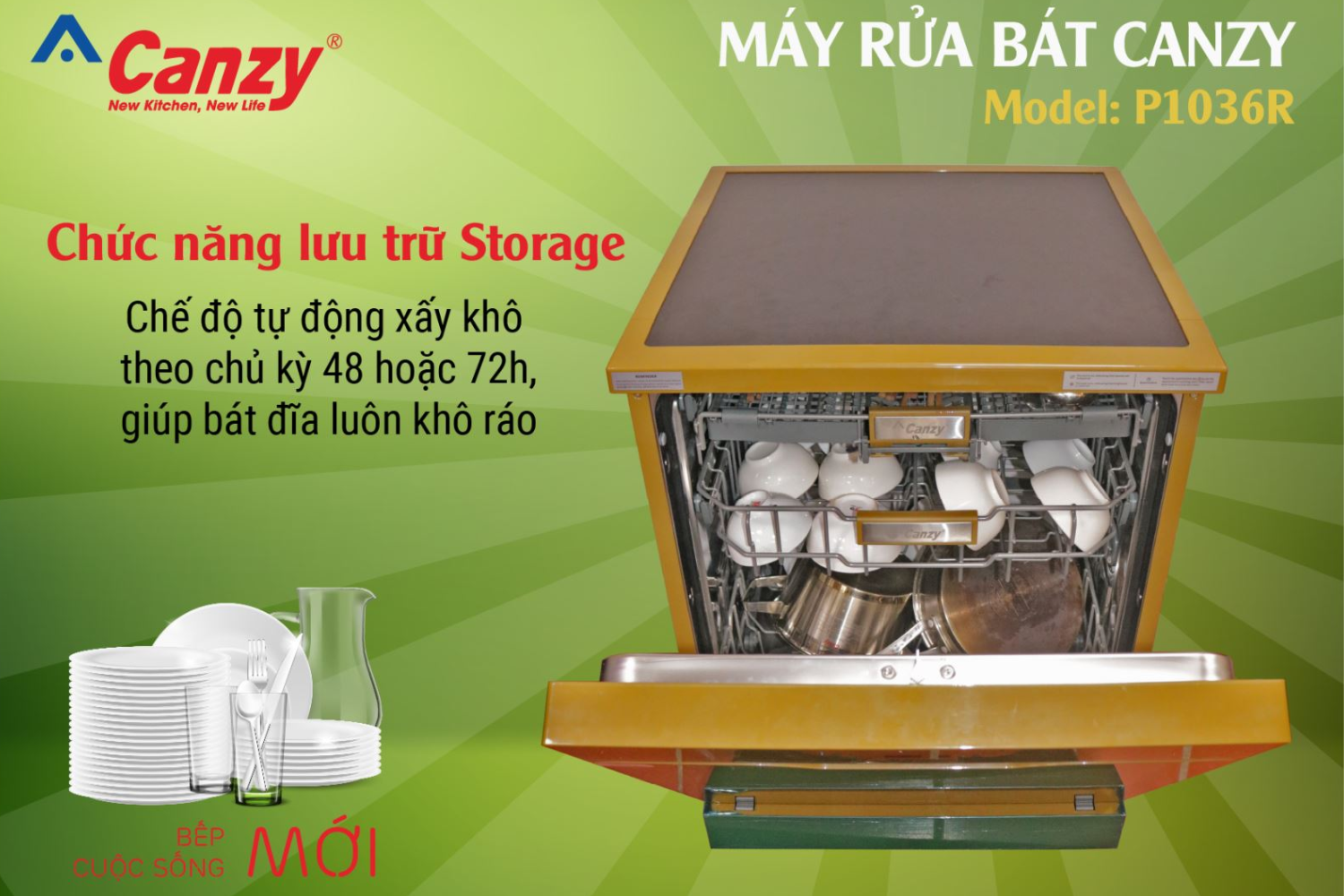 Máy Rửa Bát Độc Lập Canzy CZ P1036R